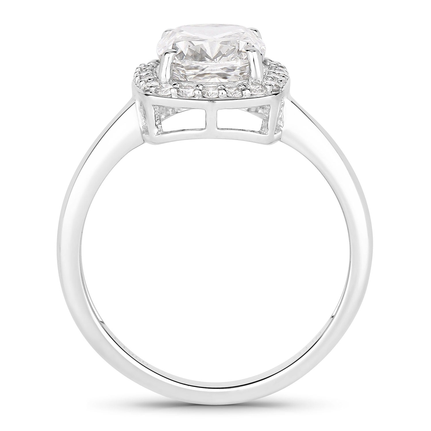 2.74 Ct Cushion Lab Grown Diamond Prong Platinum Bridal Halo Ring