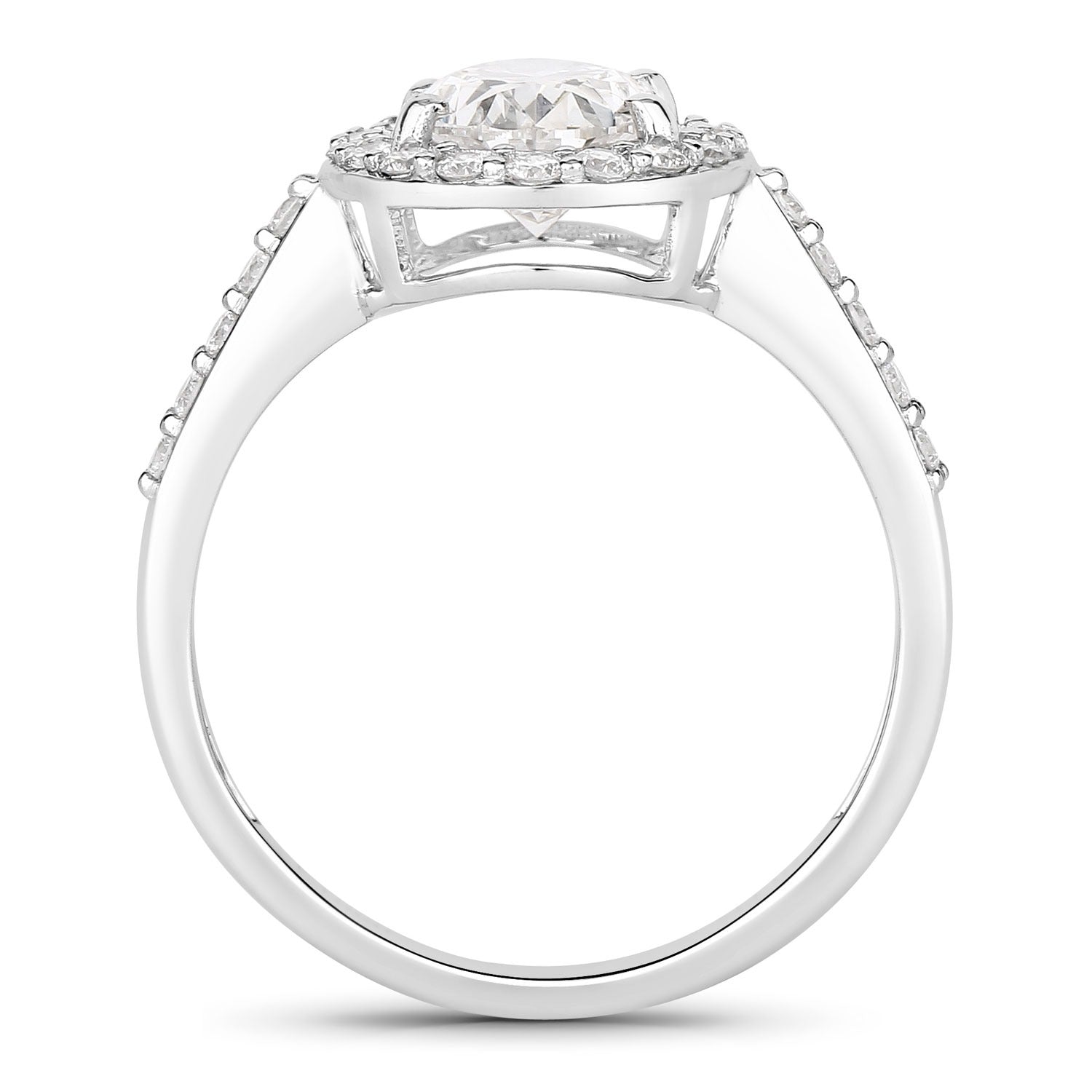 1.98 Ct Oval Lab Diamond Platinum Prong Halo Bridal Cathedral Ring with Pave Band