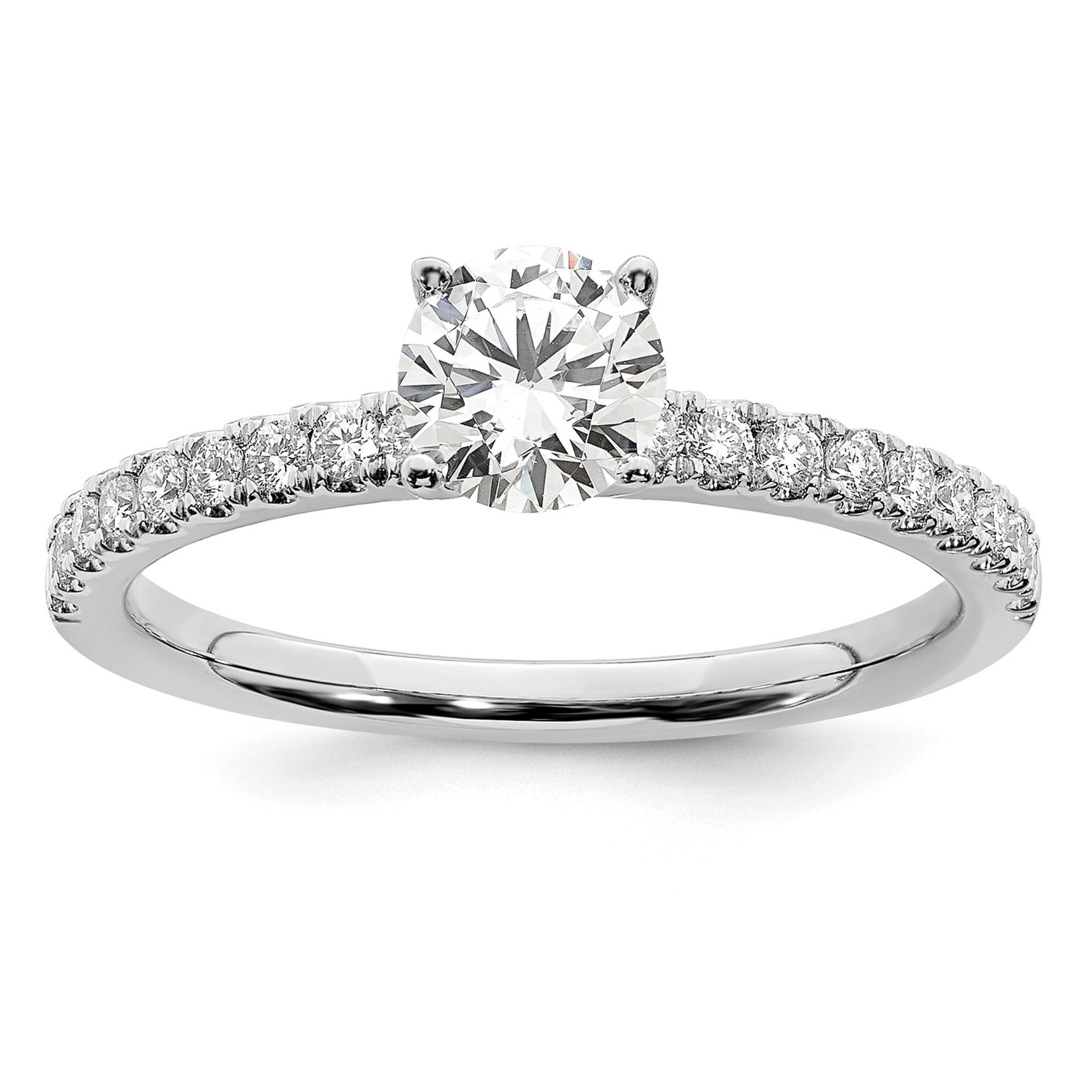 14k White Gold Lab Grown Diamond Round Engagement Ring 0.75 Ct