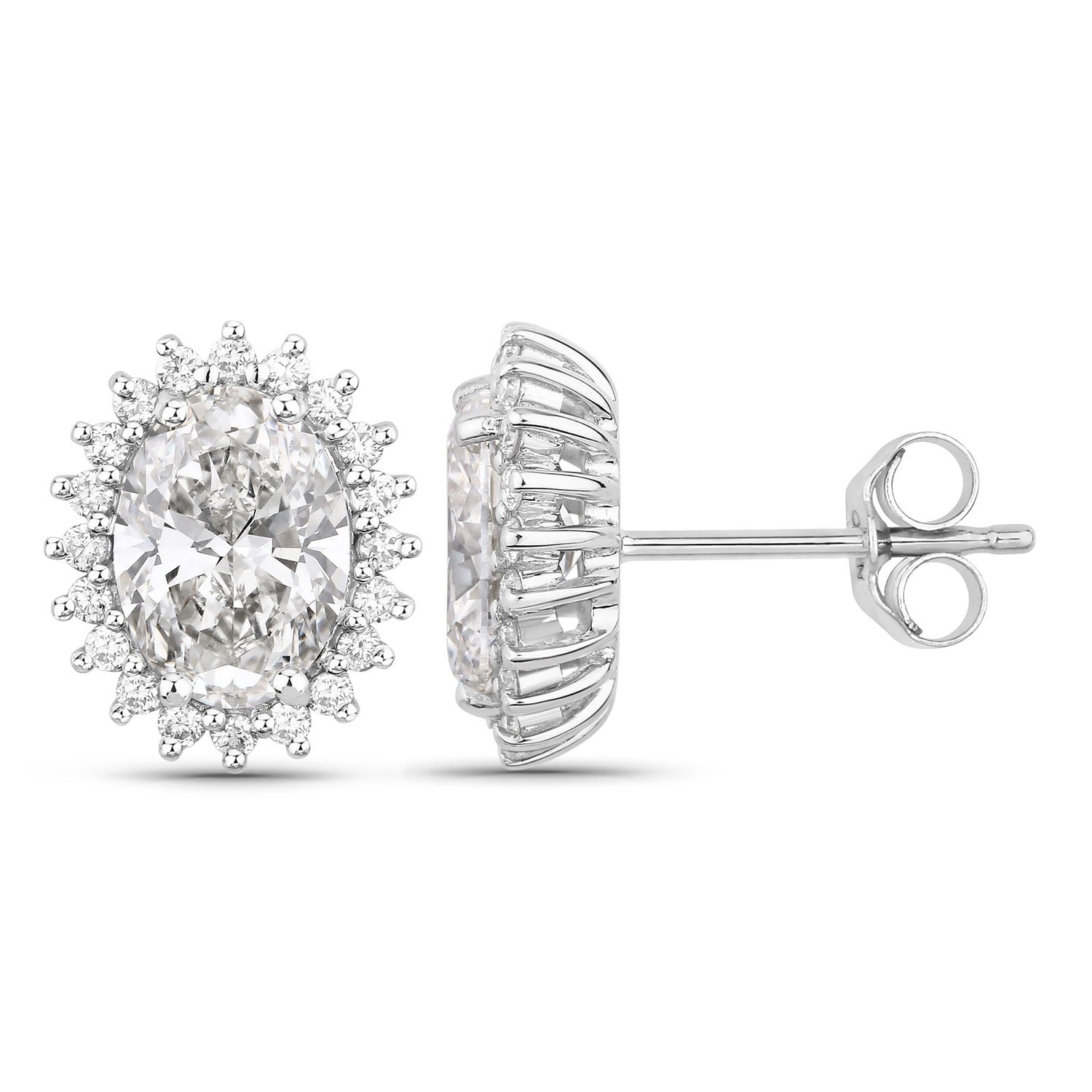 2.45 Ct Oval Lab Grown Diamond Prong Platinum Bridal Floral Stud Earrings