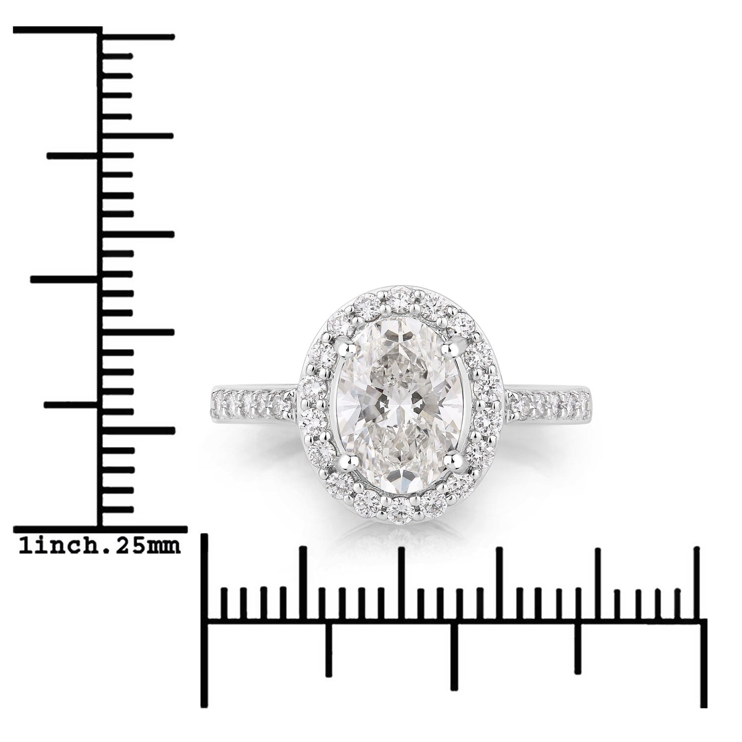 1.98 Ct Oval Lab Diamond Platinum Prong Halo Bridal Cathedral Ring with Pave Band