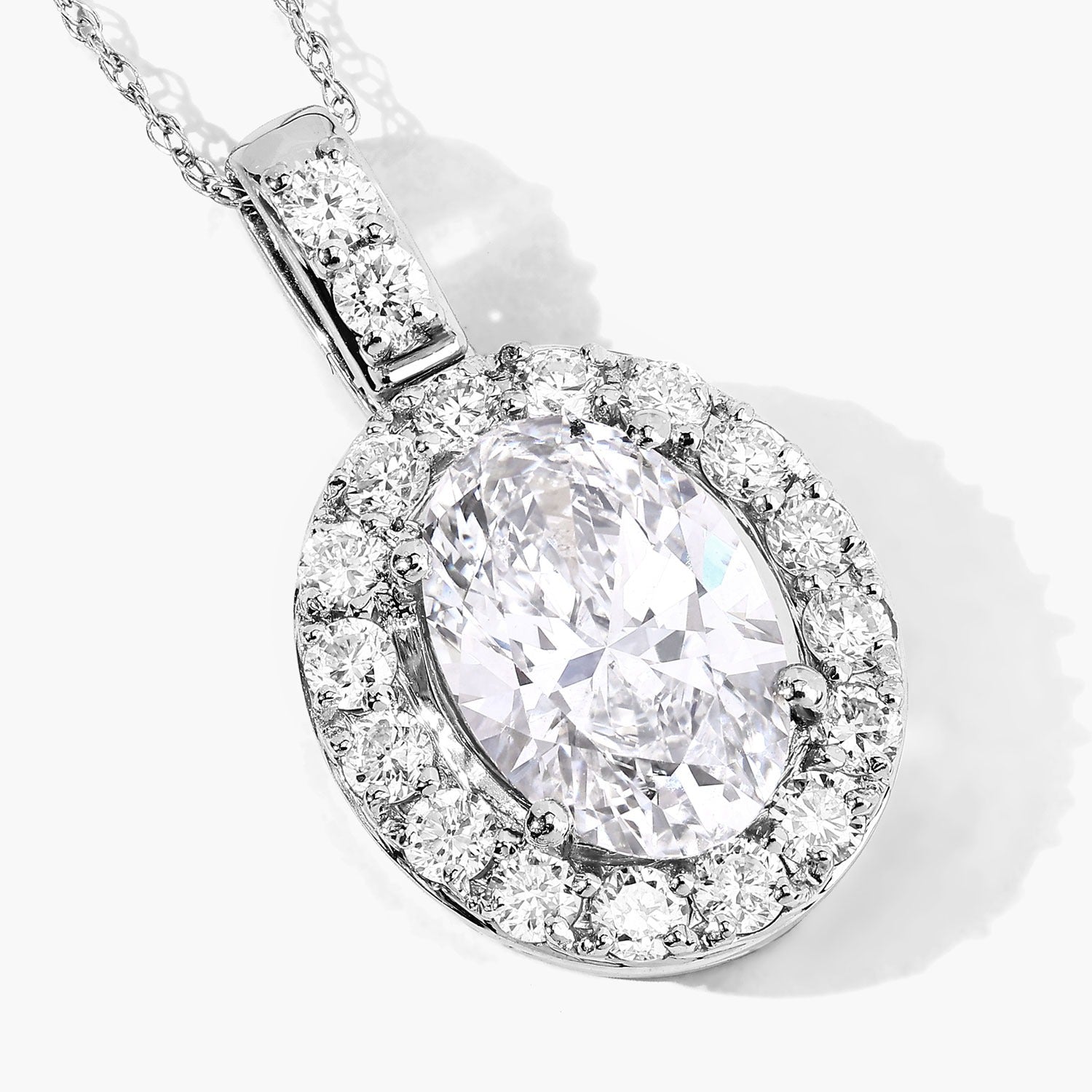 2.62 Ct Lab Grown Diamond Oval Platinum Halo Bridal Pendant