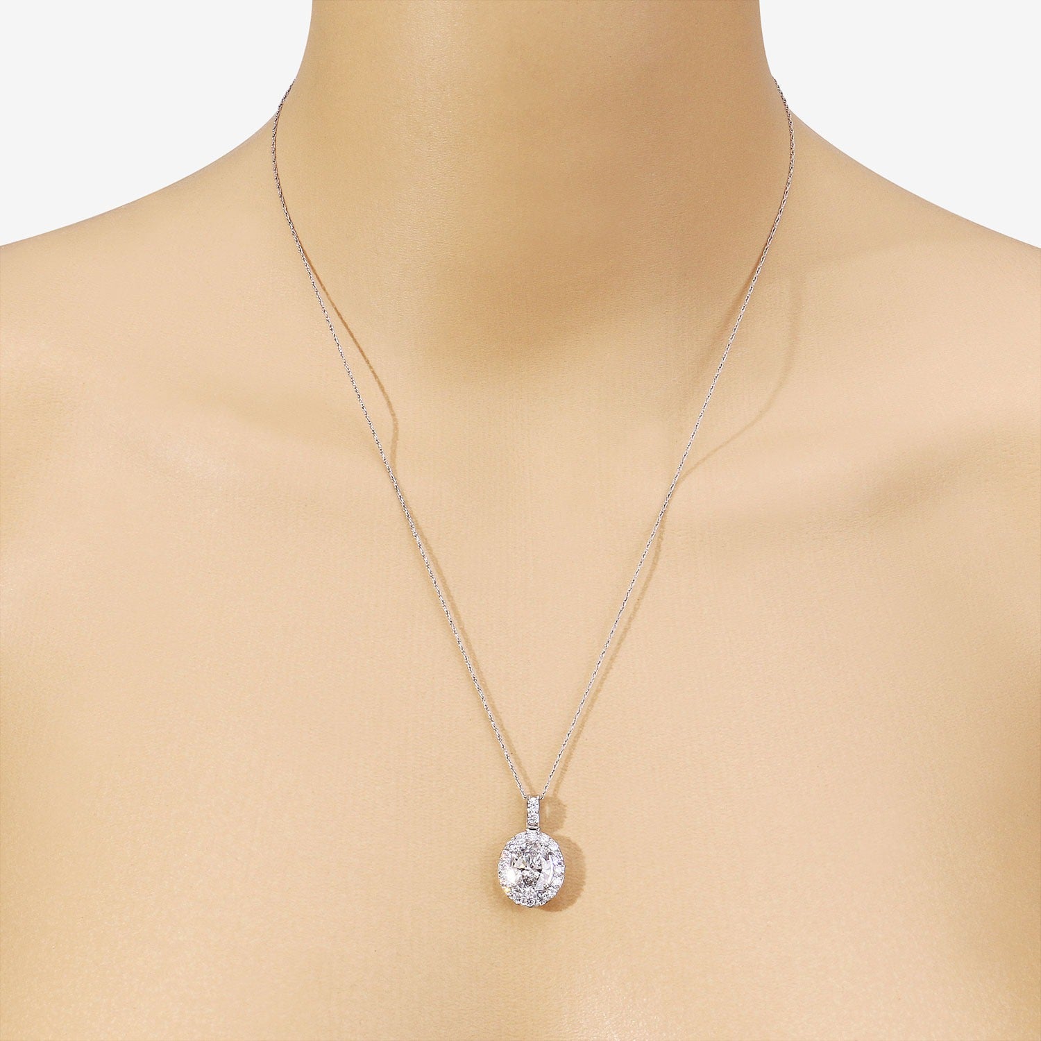 2.62 Ct Lab Grown Diamond Oval Platinum Halo Bridal Pendant