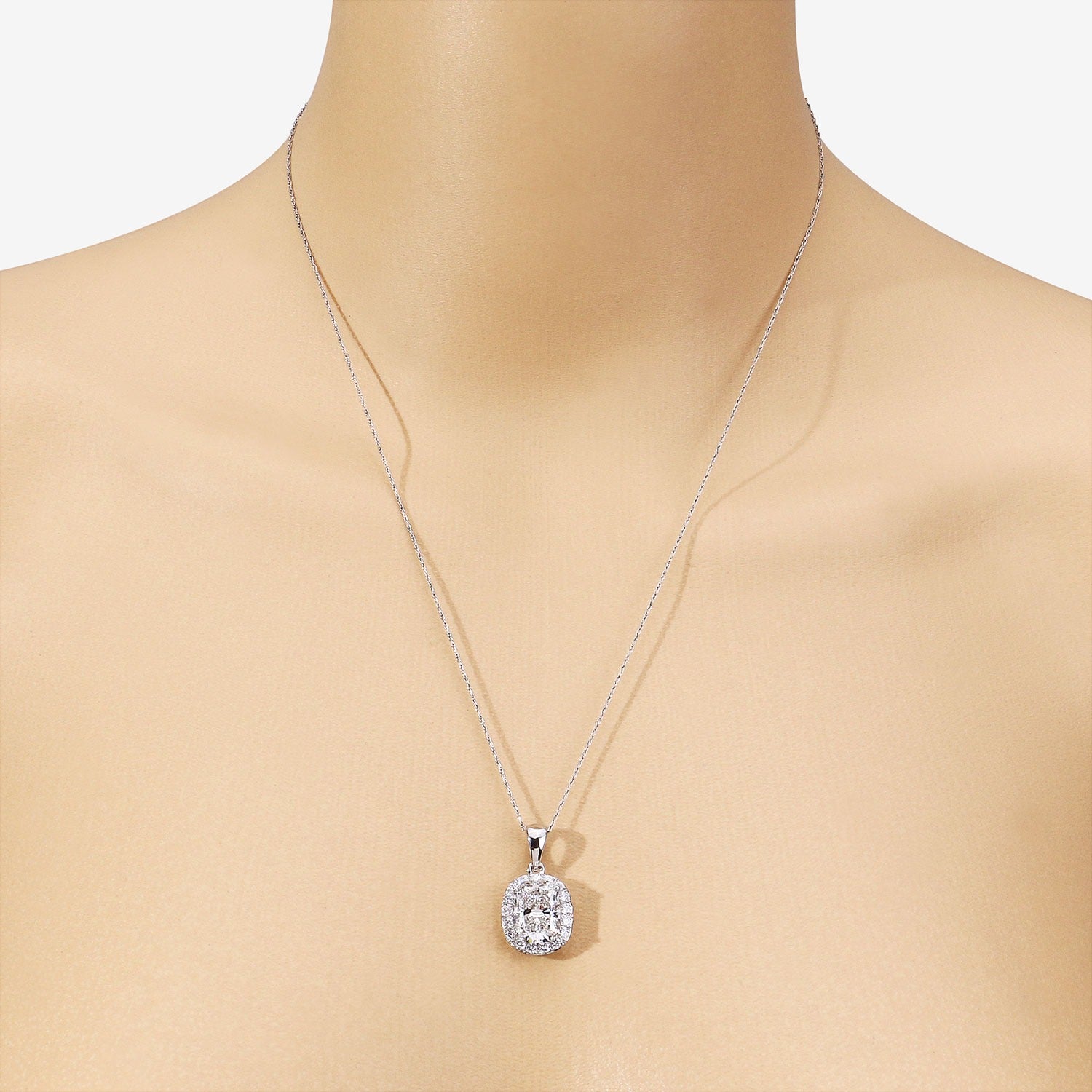 4.58 Ct Lab Grown Diamond Platinum Cushion Bridal Halo Pendant