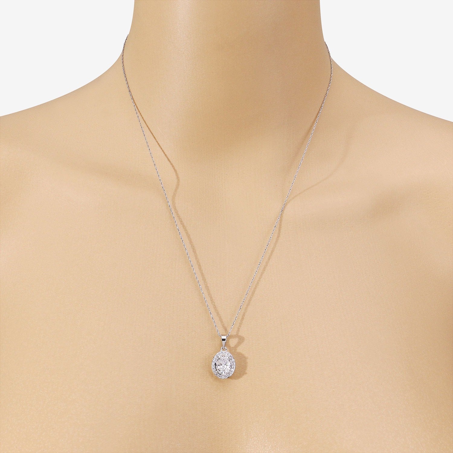 1.74 Ct Lab Grown Diamond Bridal Oval Halo Platinum Pendant