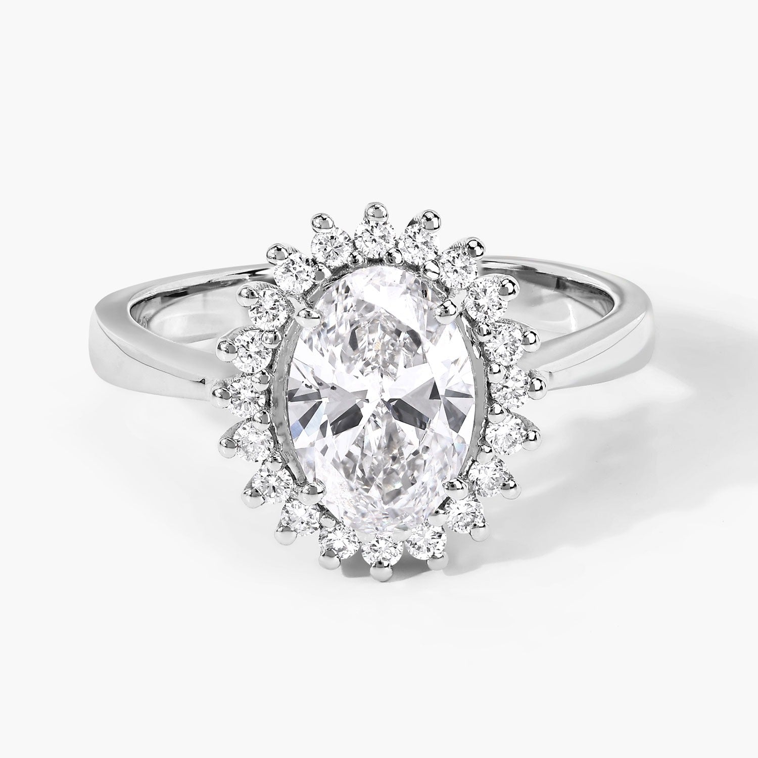 Halo Style 1.73 Ct Lab Diamond Oval Platinum Bridal Floral Ring