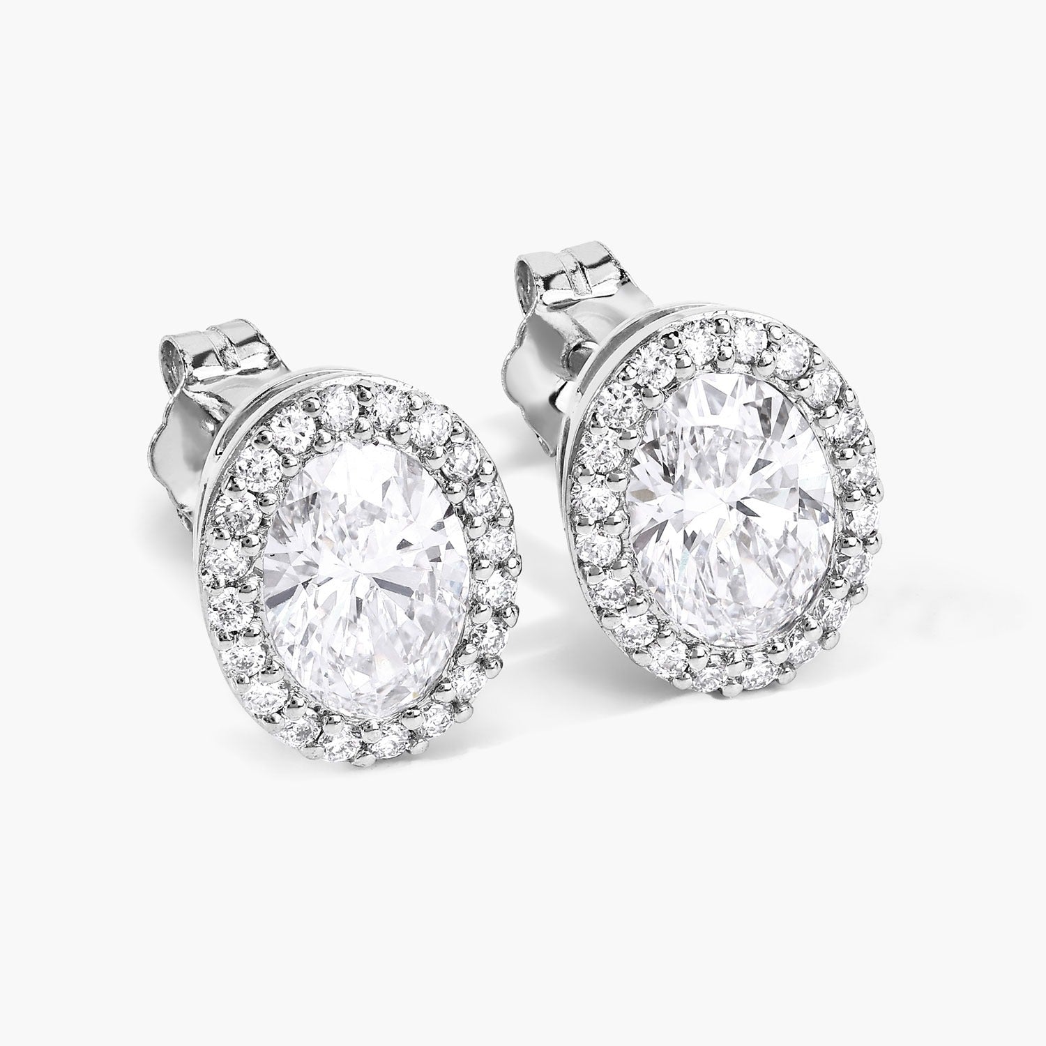 1.76 Ct Oval Lab Grown Diamond Prong Platinum Bridal Halo Stud Earrings