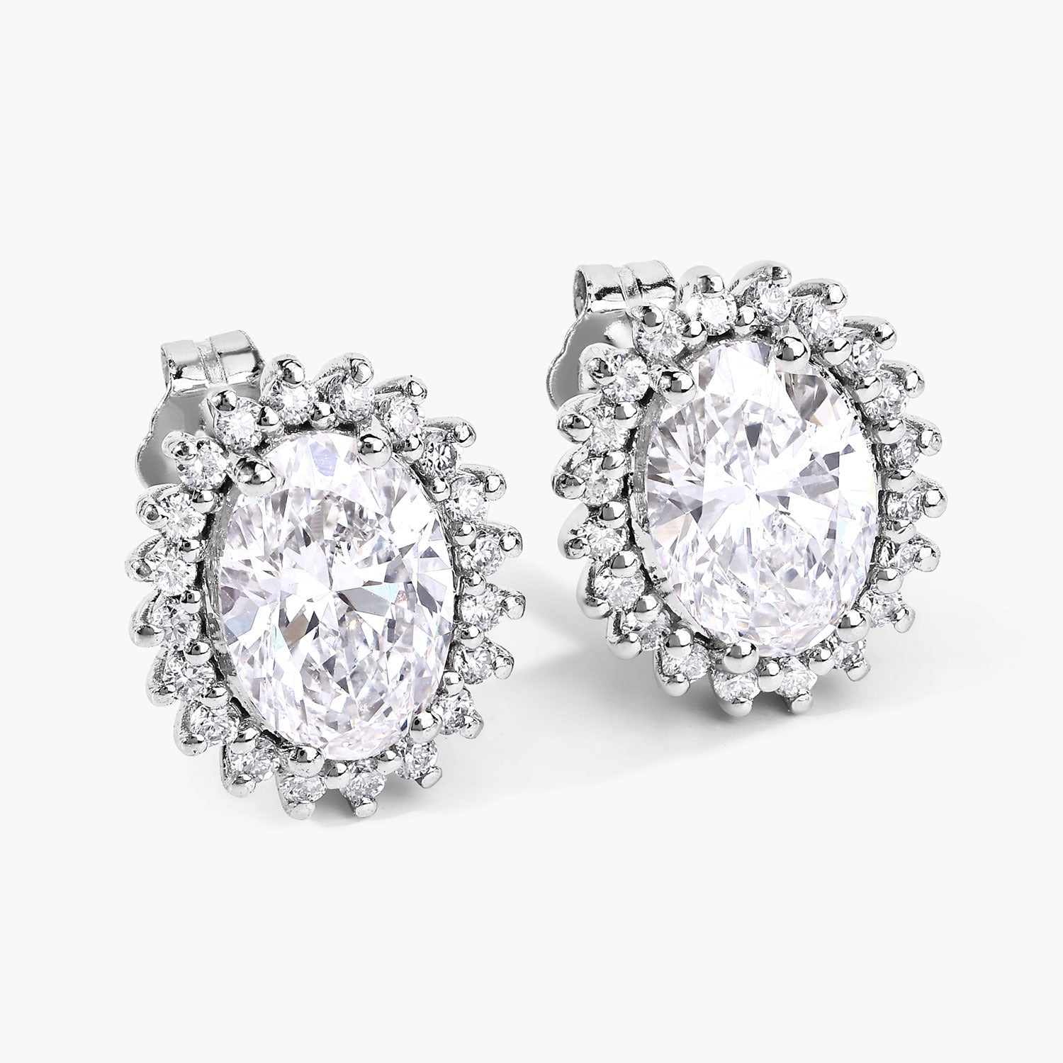 2.45 Ct Oval Lab Grown Diamond Prong Platinum Bridal Stud Earrings