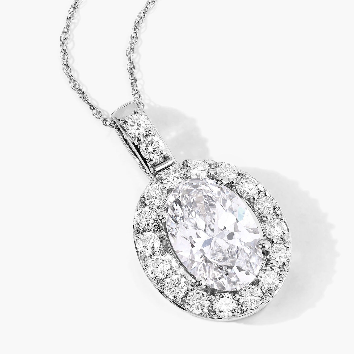 2.62 Ct Lab Grown Diamond Oval Platinum Halo Bridal Pendant