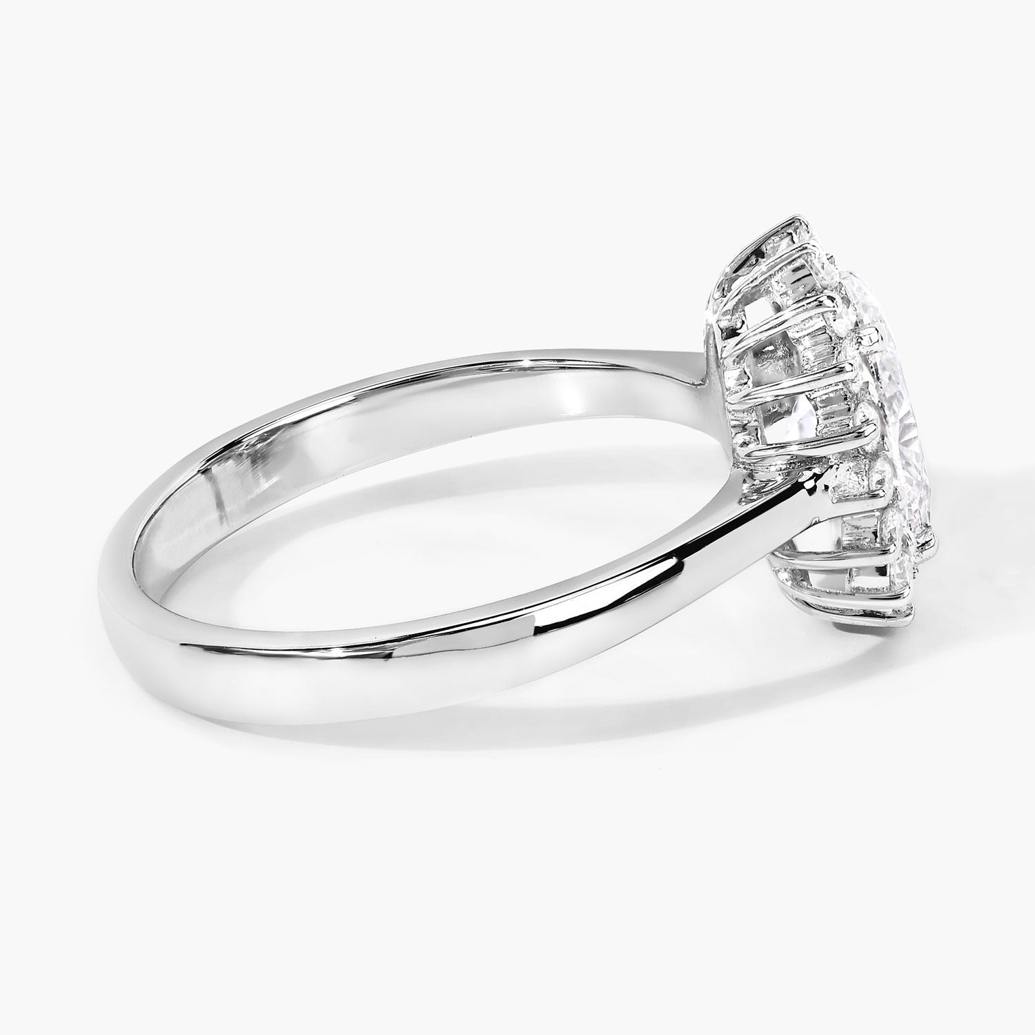 1.28 Ct Oval Lab Diamond Prong Platinum Halo Bridal Floral Ring