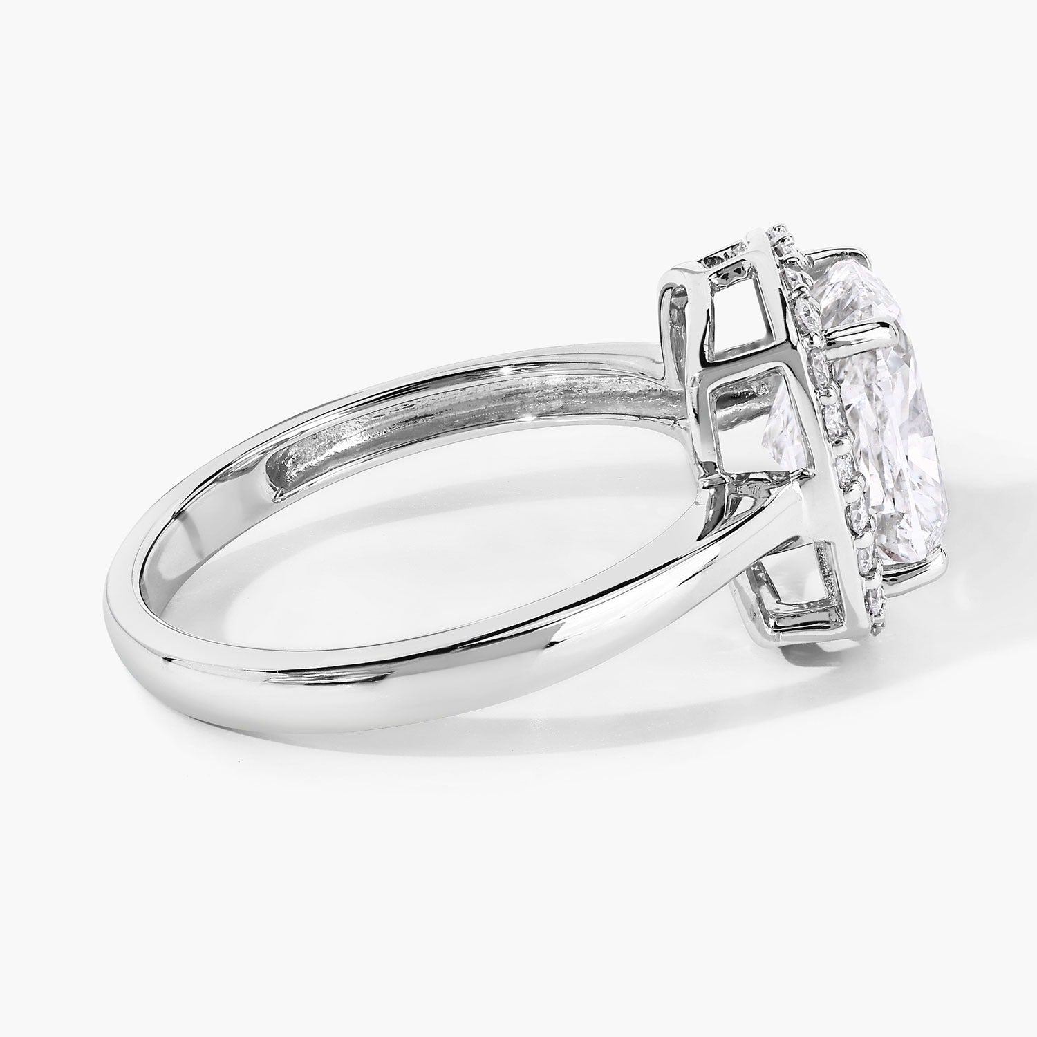 2.74 Ct Cushion Lab Grown Diamond Prong Platinum Bridal Halo Ring