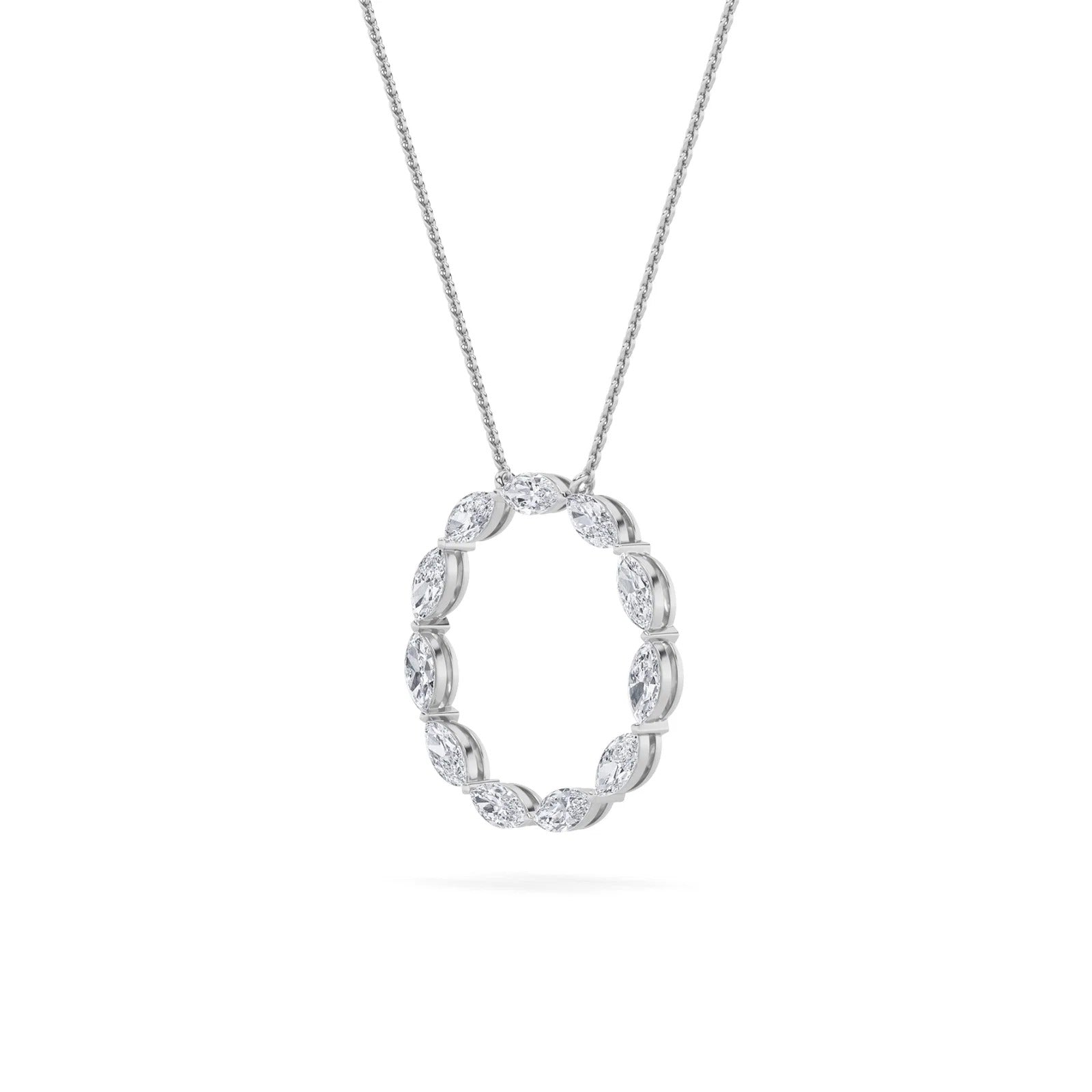 2.25 Ct Marquise (F/VS) Lab Grown Diamond Prong 14K White Gold Fancy Open Circle Pendant Necklace