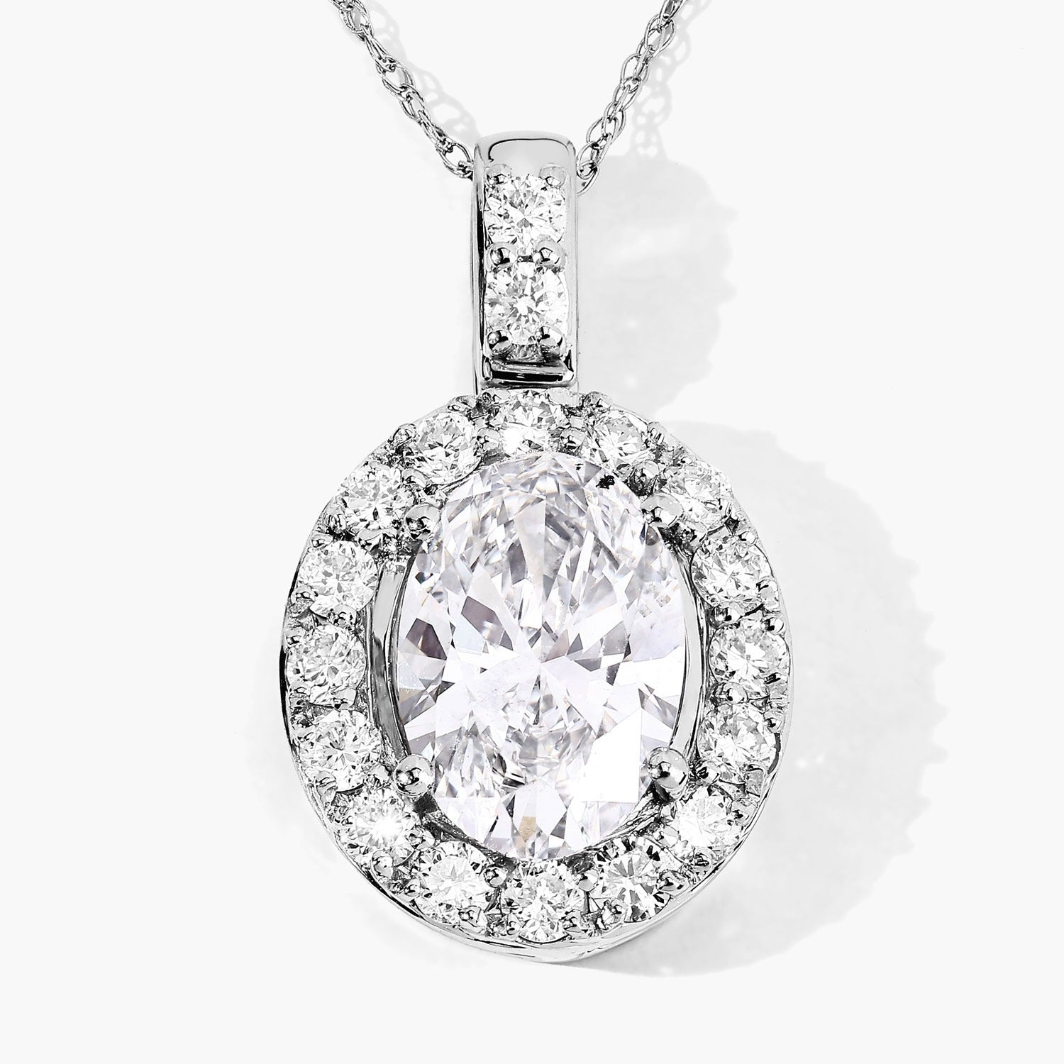 2.62 Ct Oval  Lab Grown Diamond Prong Platinum Halo Bridal Pendant