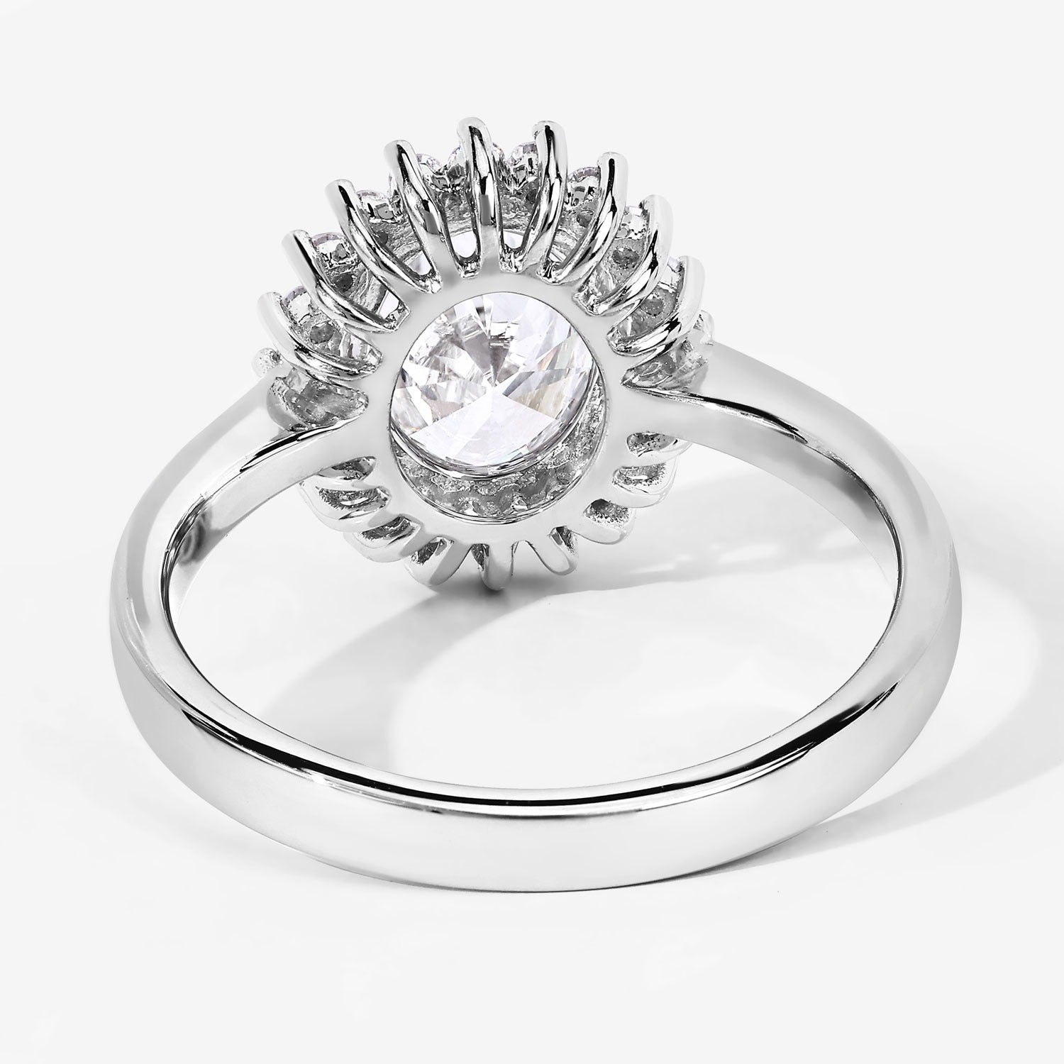 1.81 Carat Lab Diamond Oval Platinum Bridal Halo Floral Ring
