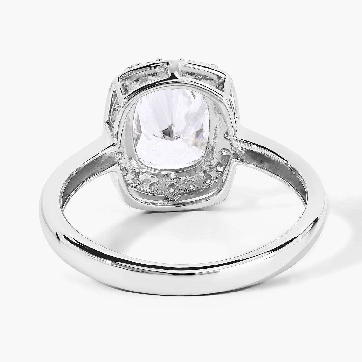 2.74 Ct Cushion Lab Grown Diamond Prong Platinum Bridal Halo Ring