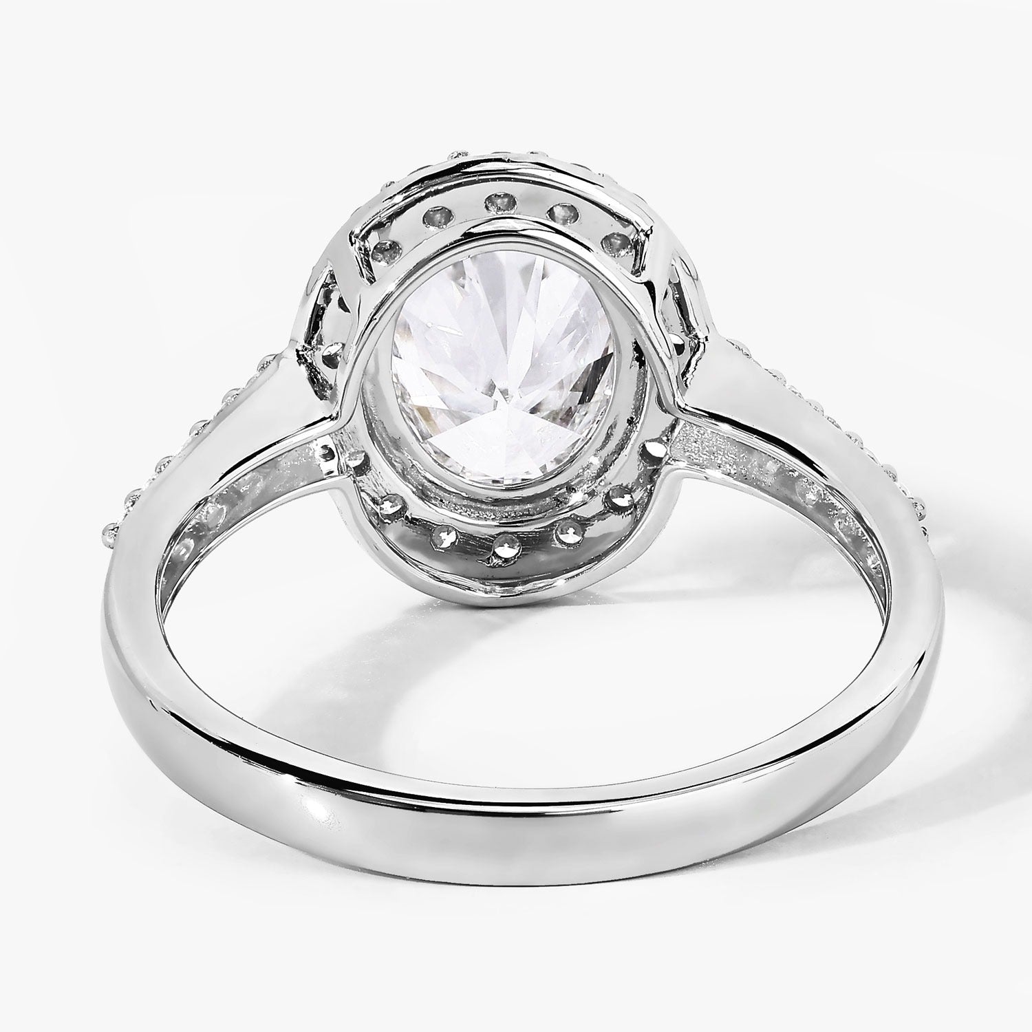 1.98 Ct Oval Lab Diamond Platinum Prong Halo Bridal Cathedral Ring with Pave Band