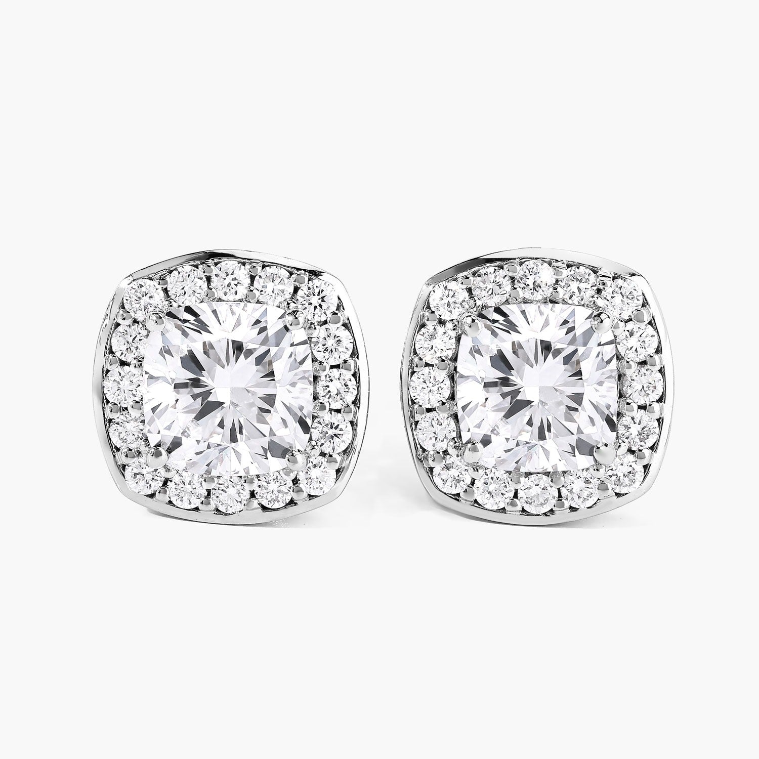 3.08 Ct Cushion Lab Grown Diamond Prong Platinum Bridal Stud Earrings
