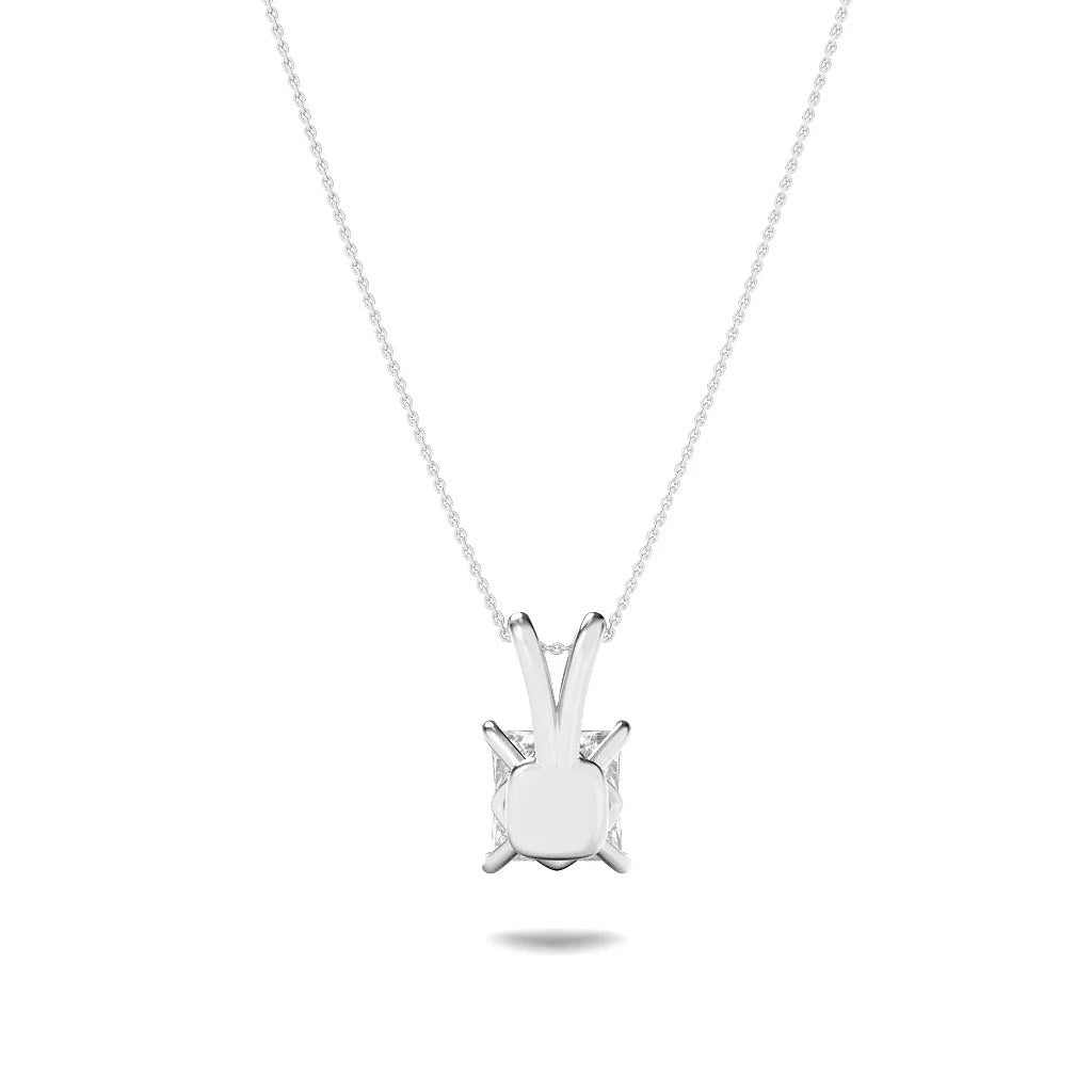 Princess (F/VS) Lab Grown Diamond Prong 14K White Gold Split Bale Solitaire Pendant Necklace