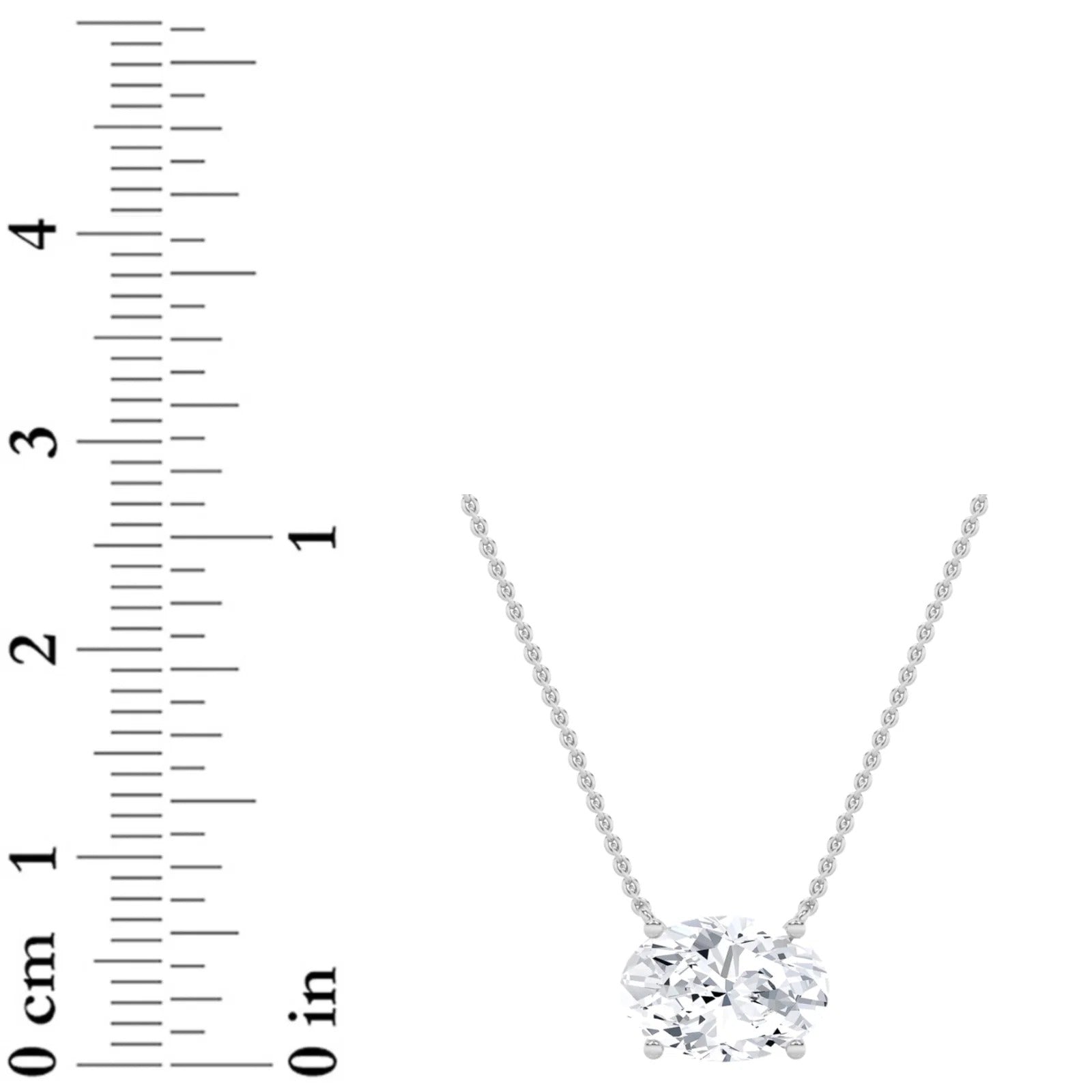 Oval F/VS Lab Grown Diamond Prong 14K White Gold East West Solitaire Pendant Necklace