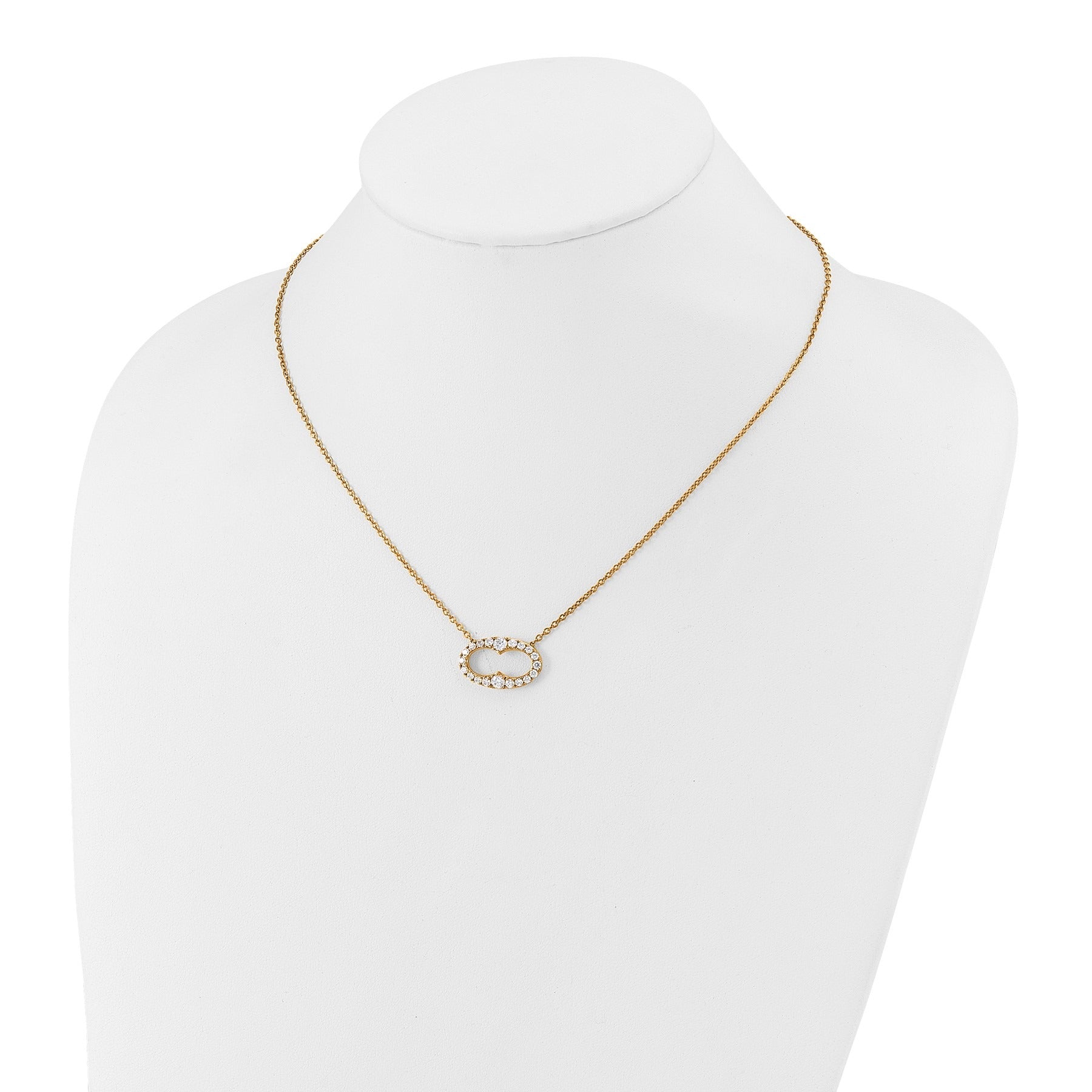 14k Lab Grown Diamond Fancy Oval Bar Necklace