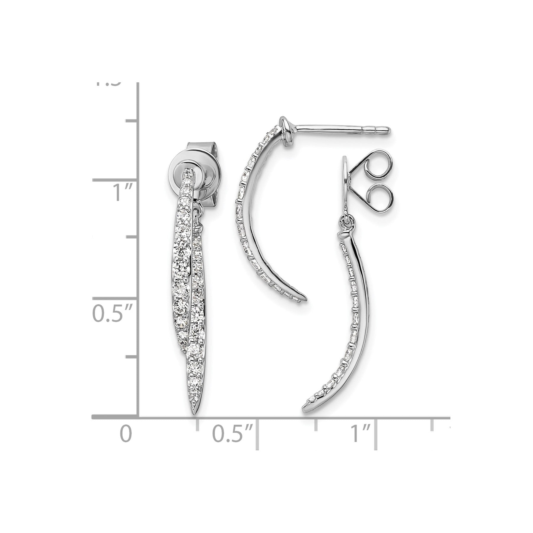 14k White Gold Lab Grown Diamond Dangle Post Earrings