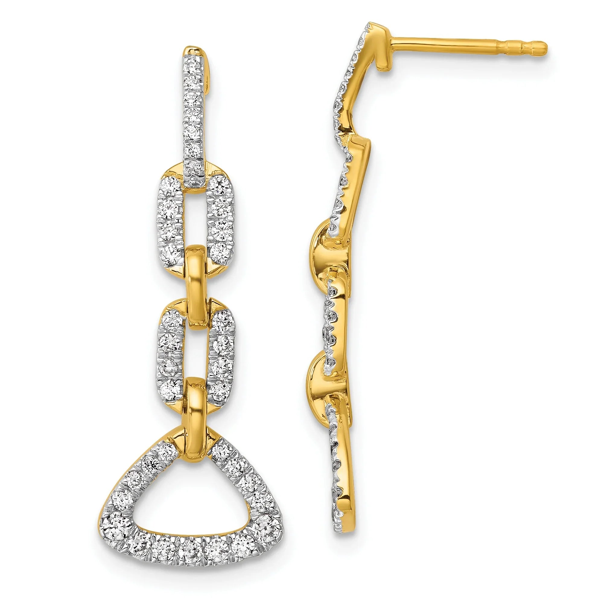 14K Yellow Gold Lab Grown Diamond Fancy Dangle Earrings - Fine Diamond