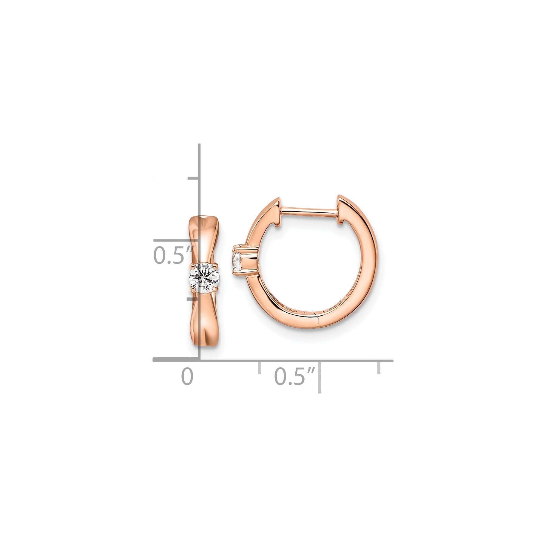 14k Rose Gold Lab Grown Diamond Hinged Hoop Earrings