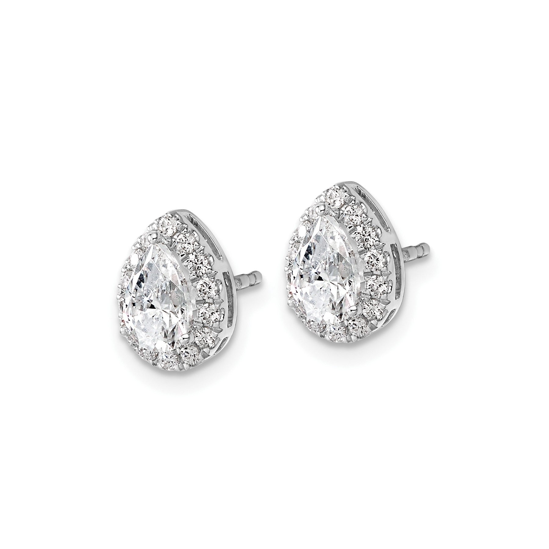 14k White Gold Lab Grown Diamond Semi-Mount Pear Halo Earrings