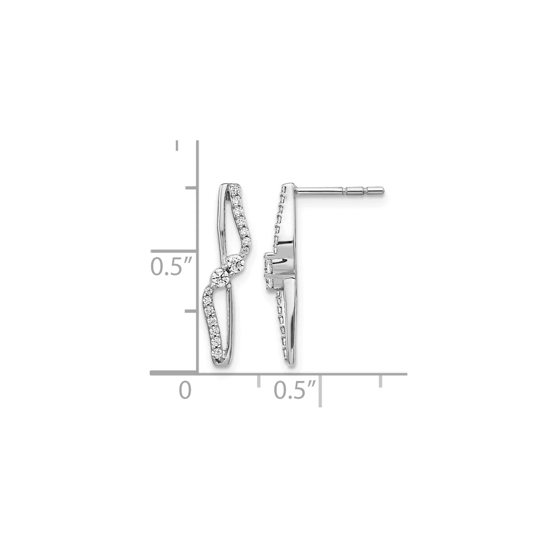 14k White Gold Lab Grown Diamond Fashion Post Earrings - Fine Diamond