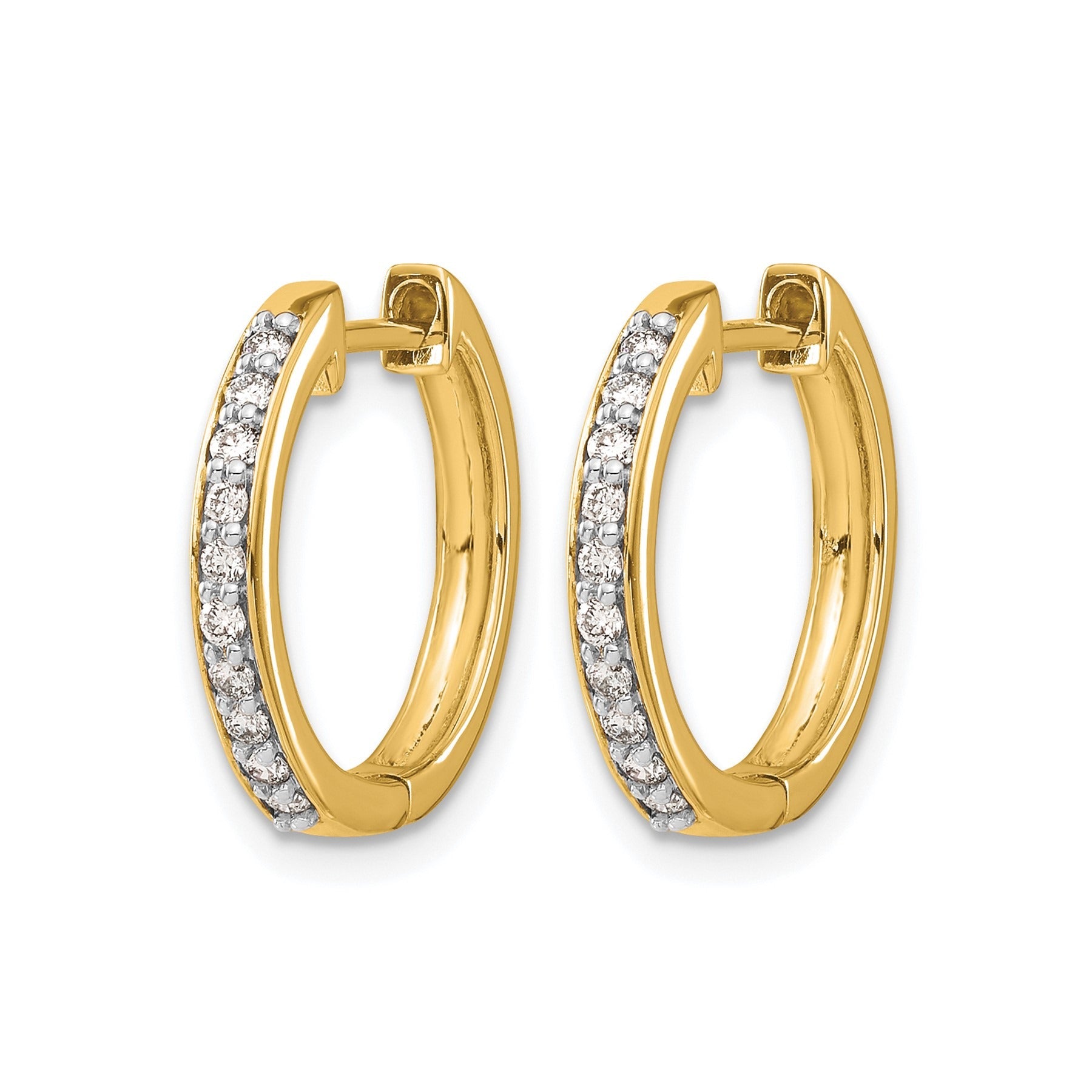 14k Gold Lab Grown Diamond Hinged Hoop Earrings
