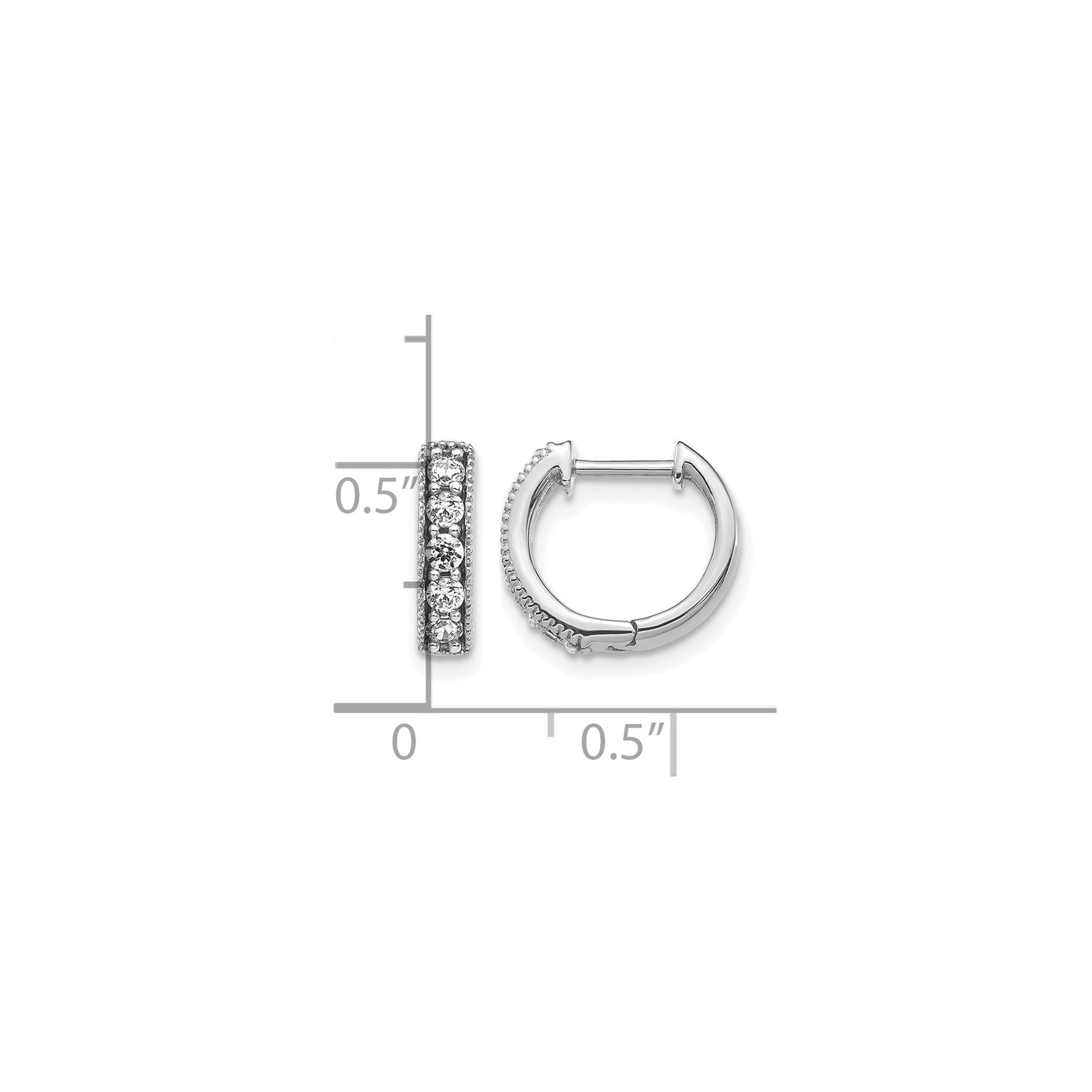14k Gold Diamond Milgrain Hinged Hoop Earrings