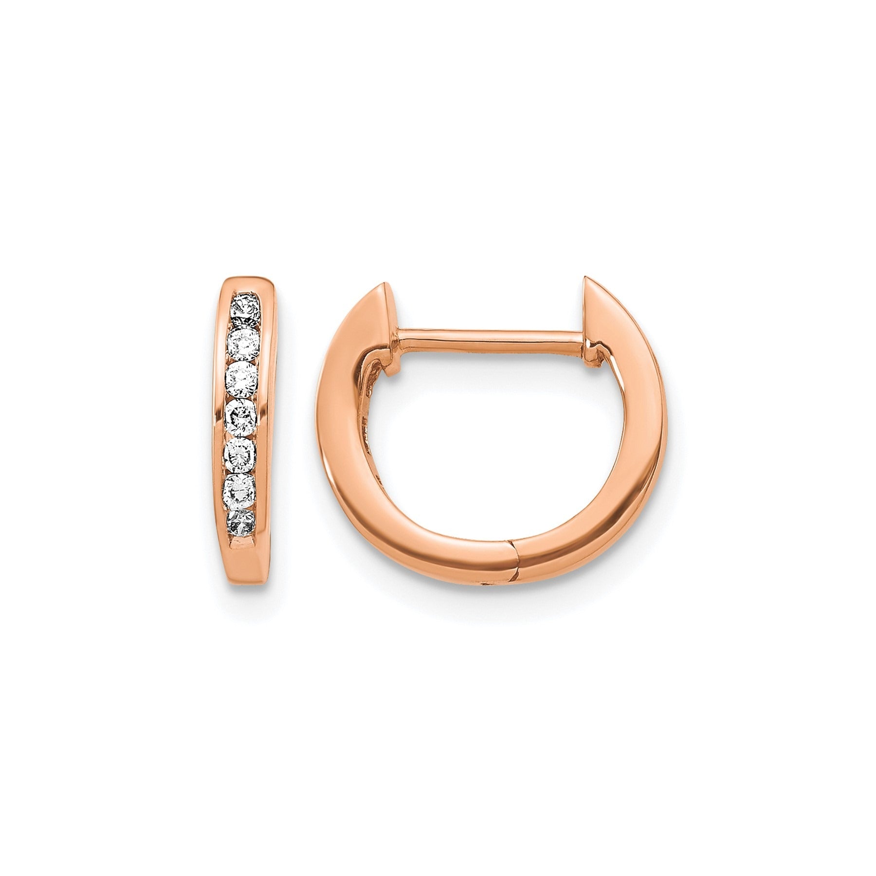 14K Gold Lab Grown Round Diamond Hinged Hoop Earrings 0.14 Ct