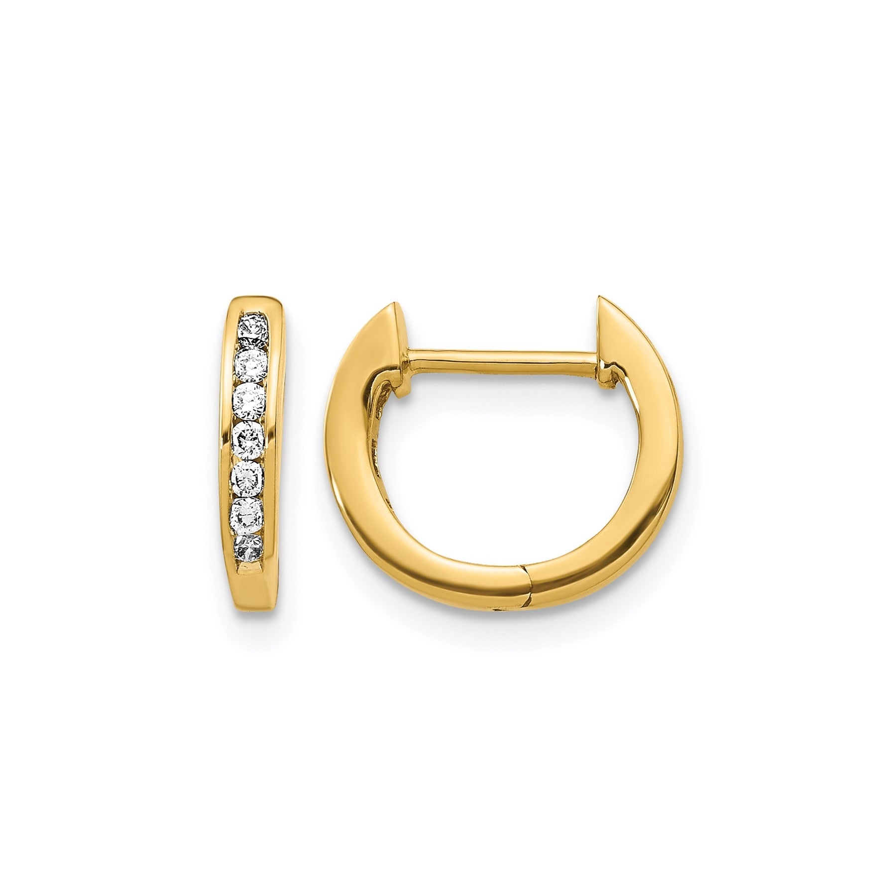 14K Gold Lab Grown Round Diamond Hinged Hoop Earrings 0.14 Ct