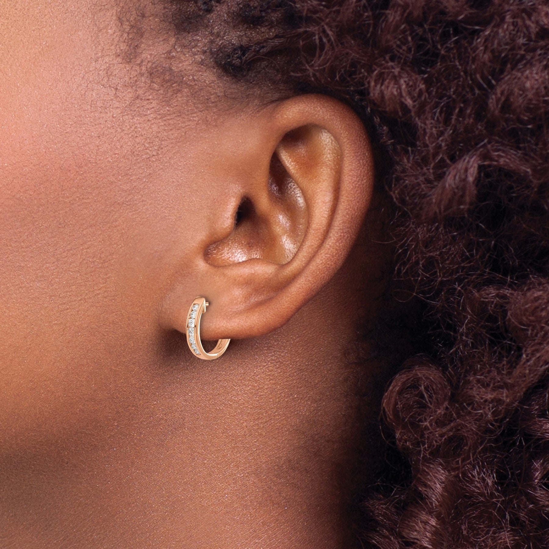 14k Gold Lab Grown Diamond Hinged Hoop Earrings