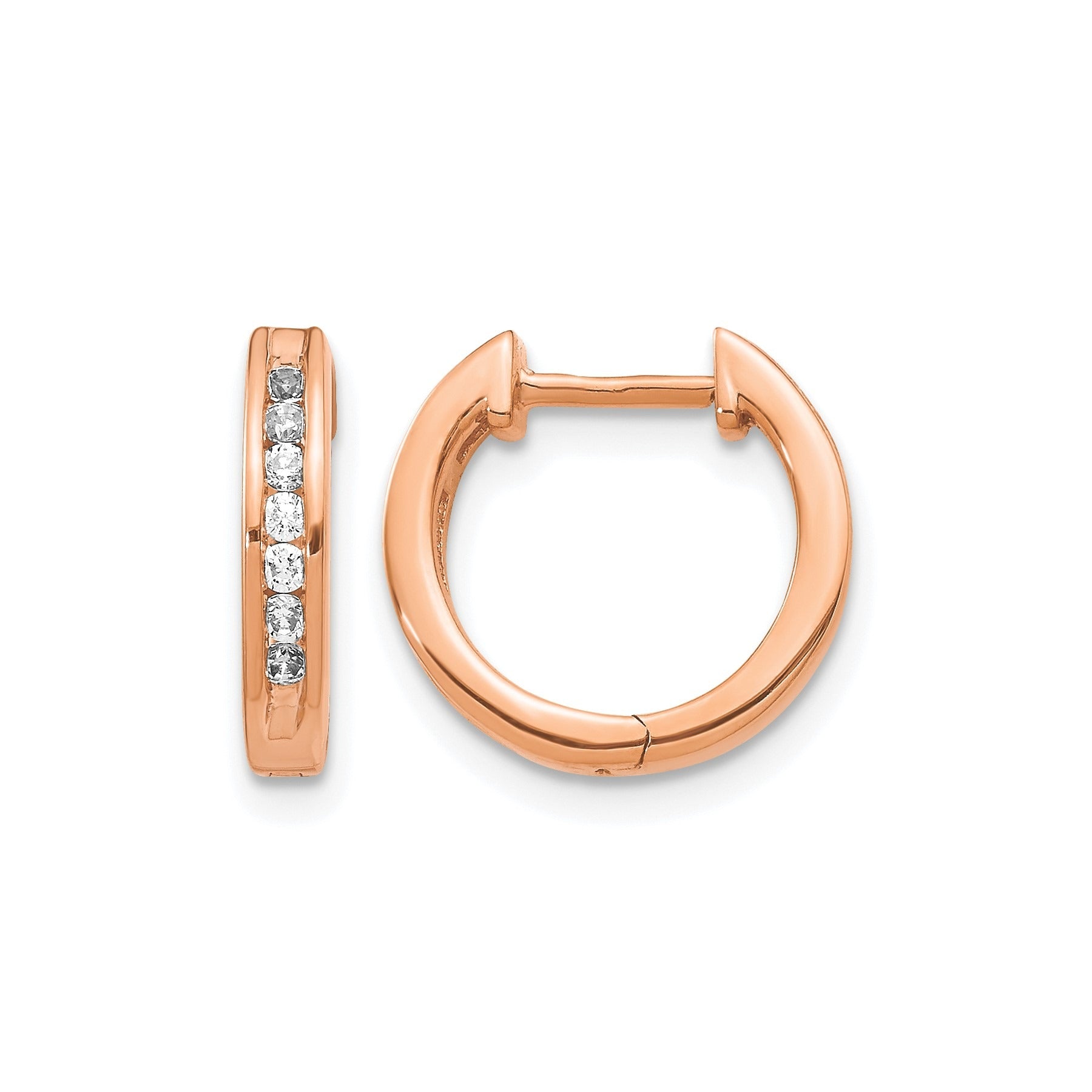 14k Gold Lab Grown Diamond Hinged Hoop Earrings