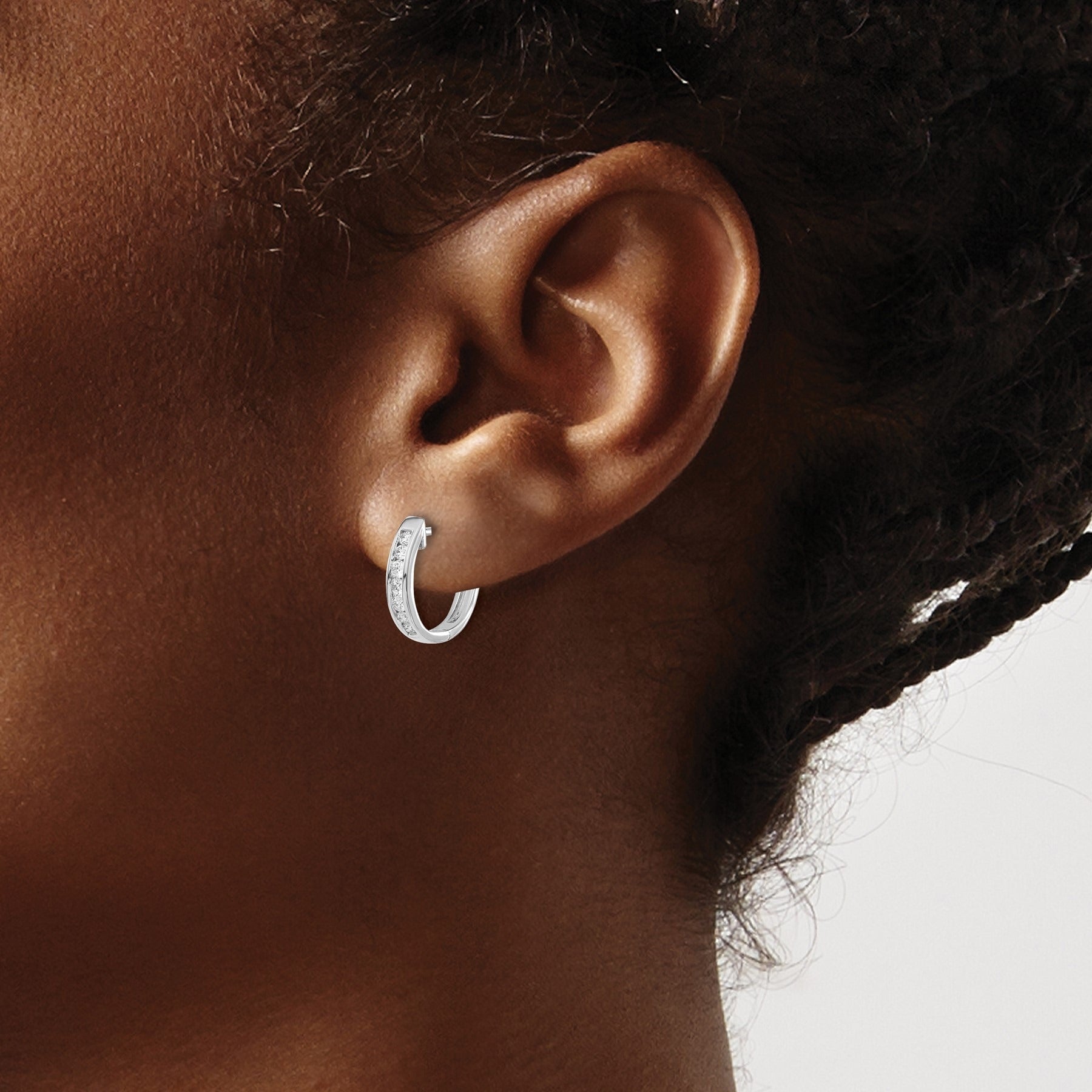14k Gold Lab Grown Diamond Hinged Hoop Earrings