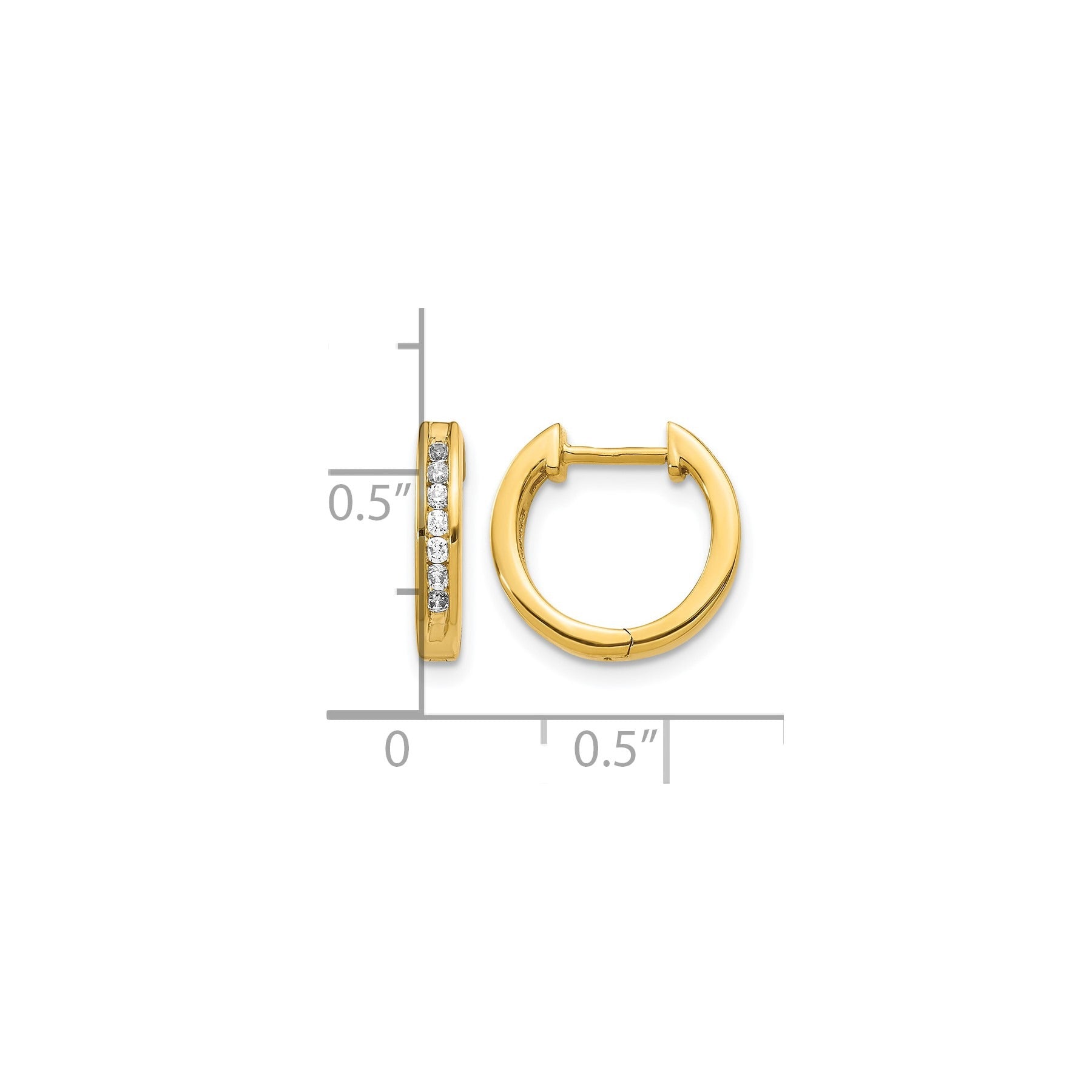 14k Gold Lab Grown Diamond Hinged Hoop Earrings
