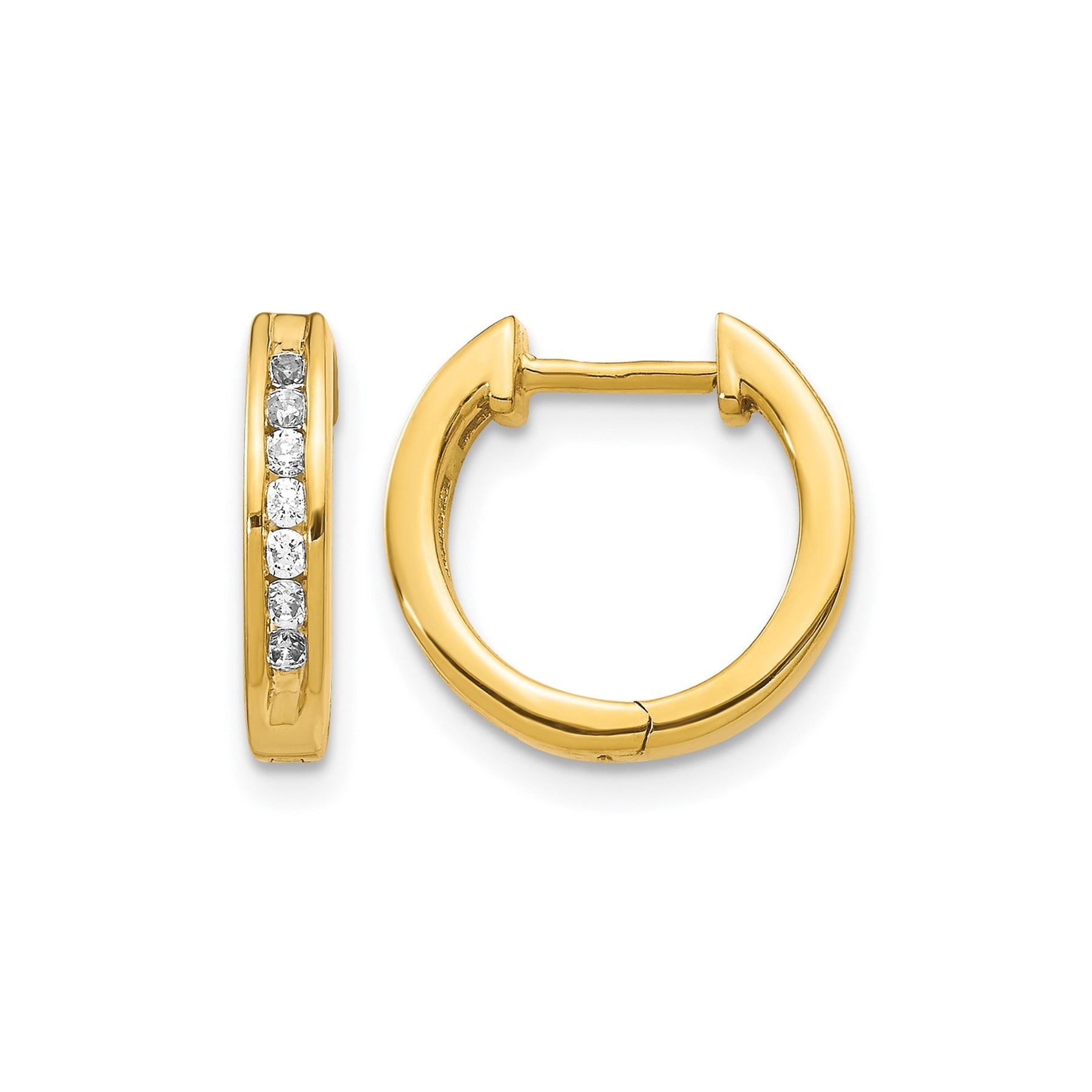 14k Gold Lab Grown Diamond Hinged Hoop Earrings