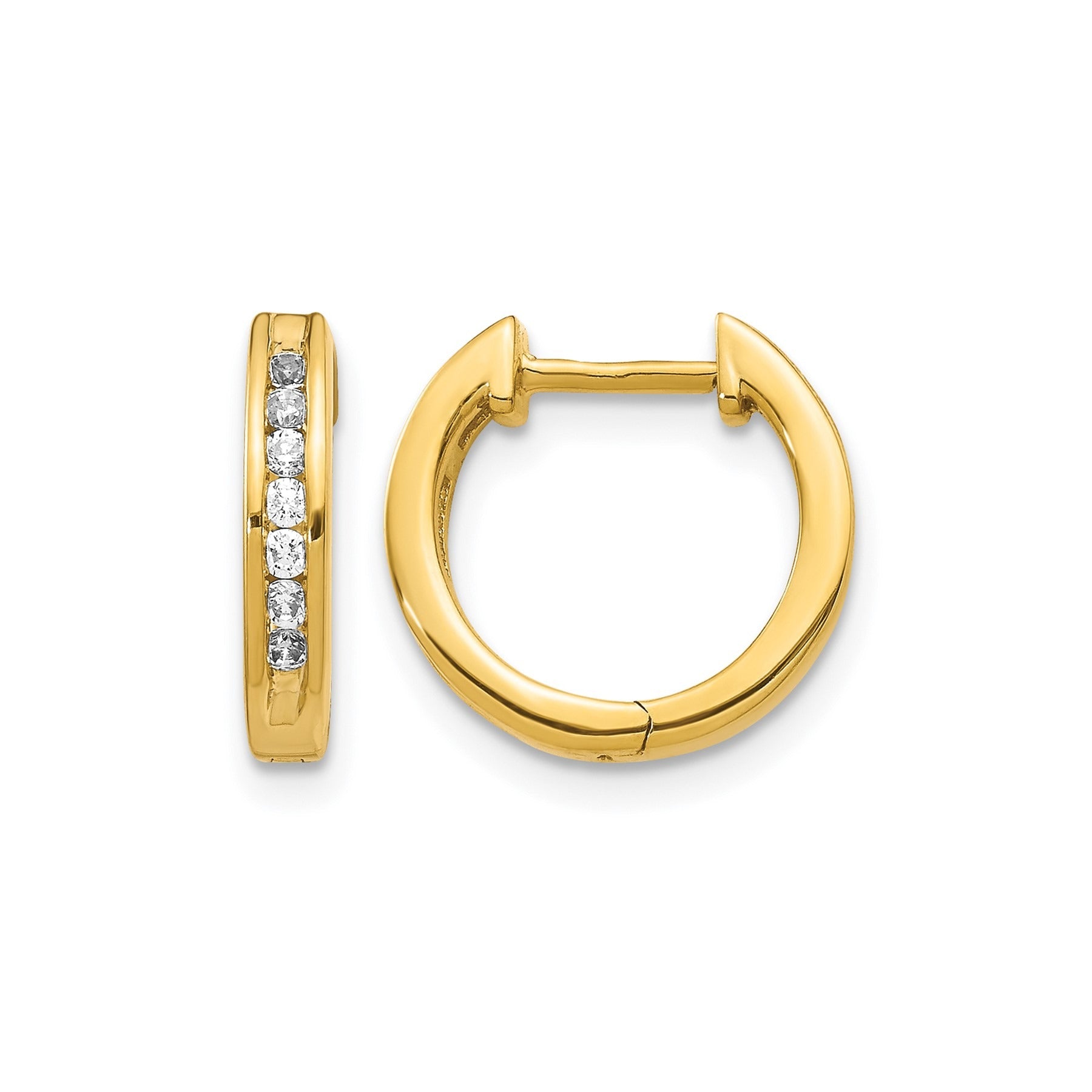 14k Gold Lab Grown Diamond Hinged Hoop Earrings 0.25 Ct
