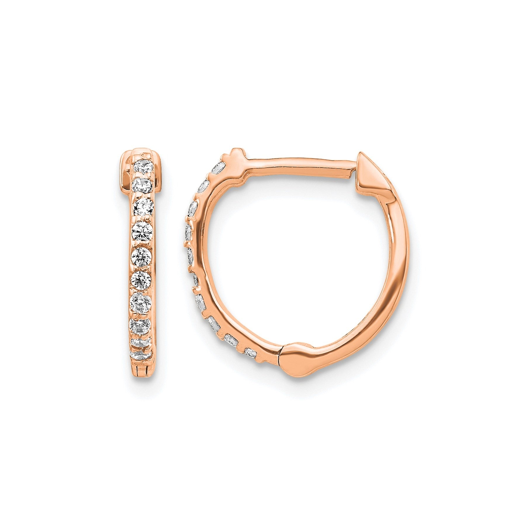 14k Gold Lab Grown Diamond Hinged Hoop Earrings 0.2 Ct