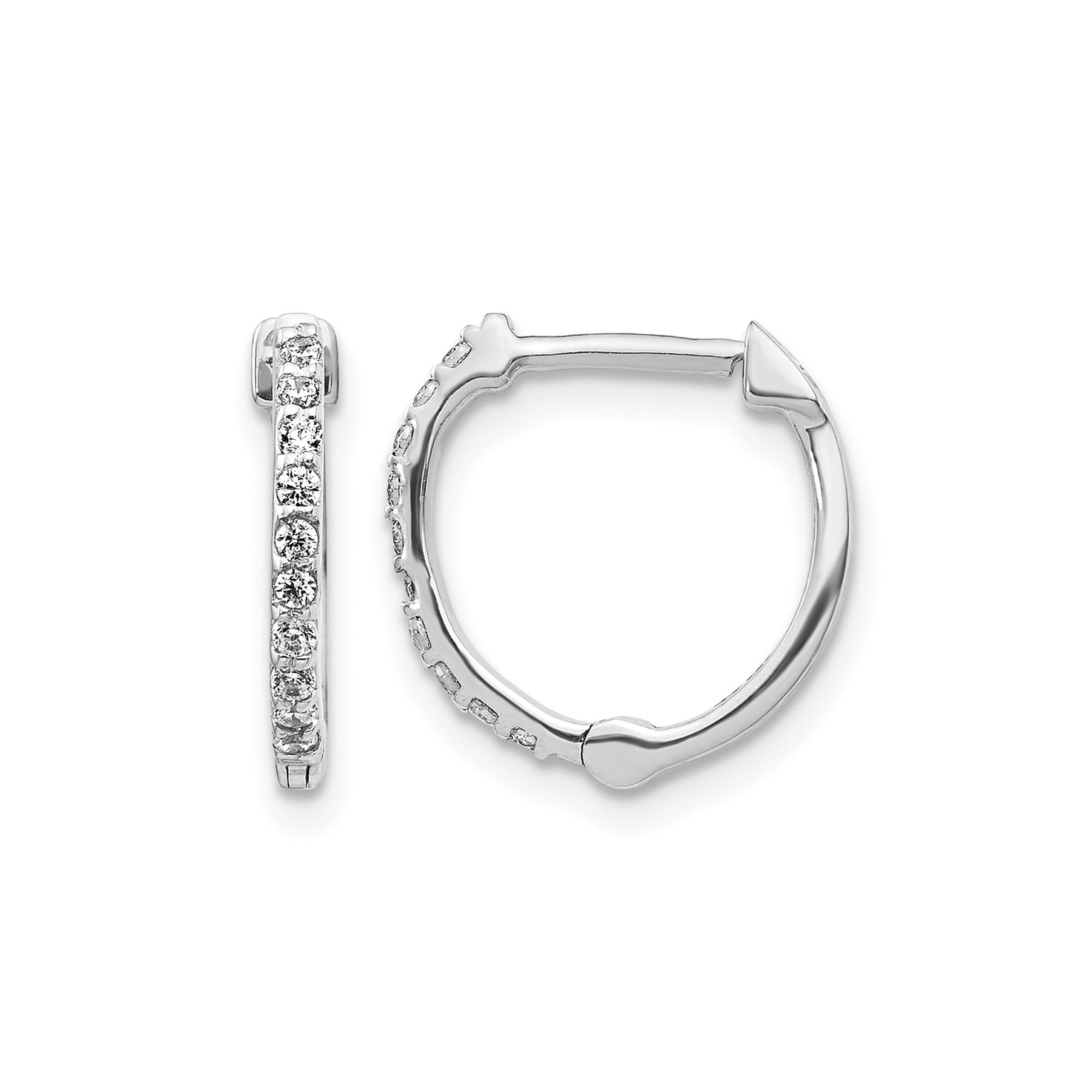 14k Gold Lab Grown Diamond Hinged Hoop Earrings 0.2 Ct