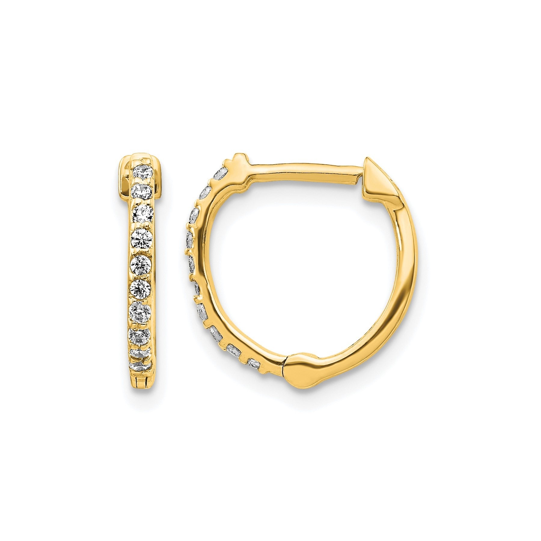 14k Gold Lab Grown Diamond Hinged Hoop Earrings 0.2 Ct