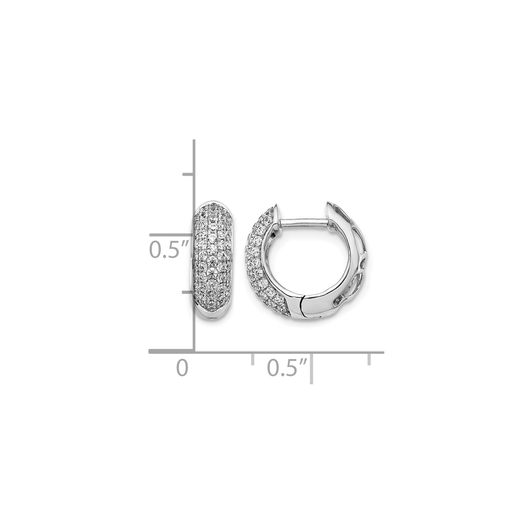 14k White Gold 3/4 carat Lab Grown Diamond Hinged Hoop Earrings
