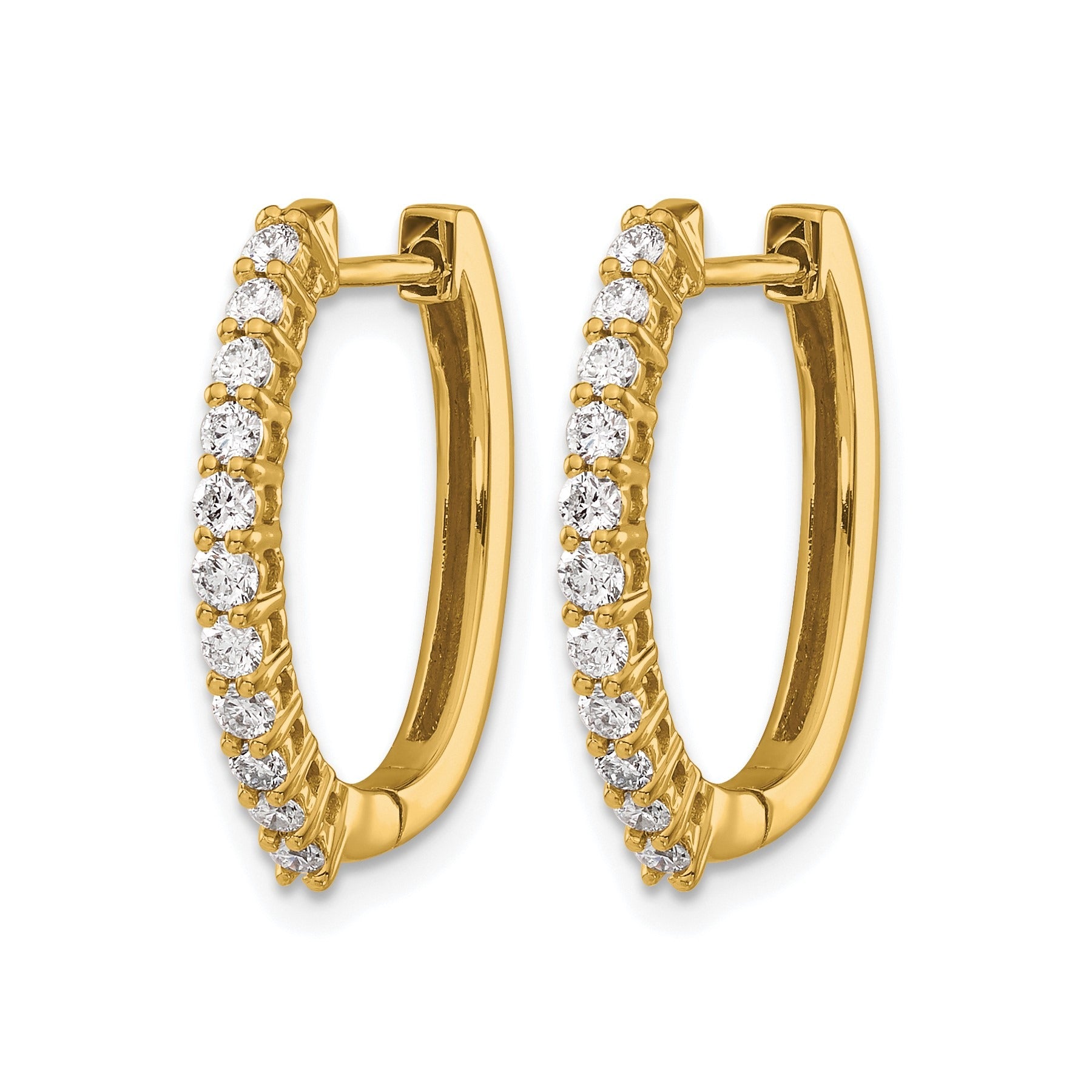 14k Gold Lab Grown Diamond Hinged Hoop Earrings