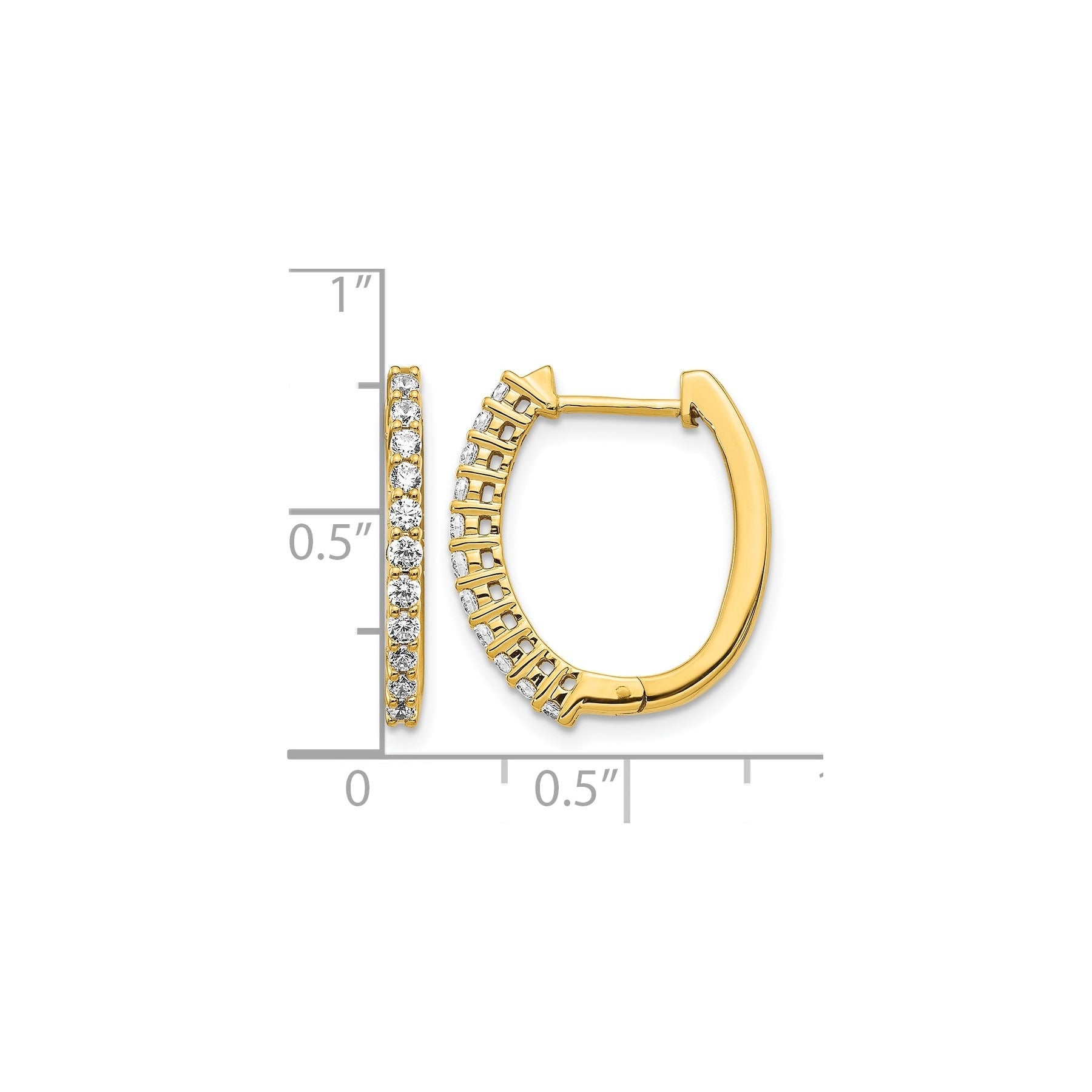 14k Gold Lab Grown Diamond Hinged Hoop Earrings