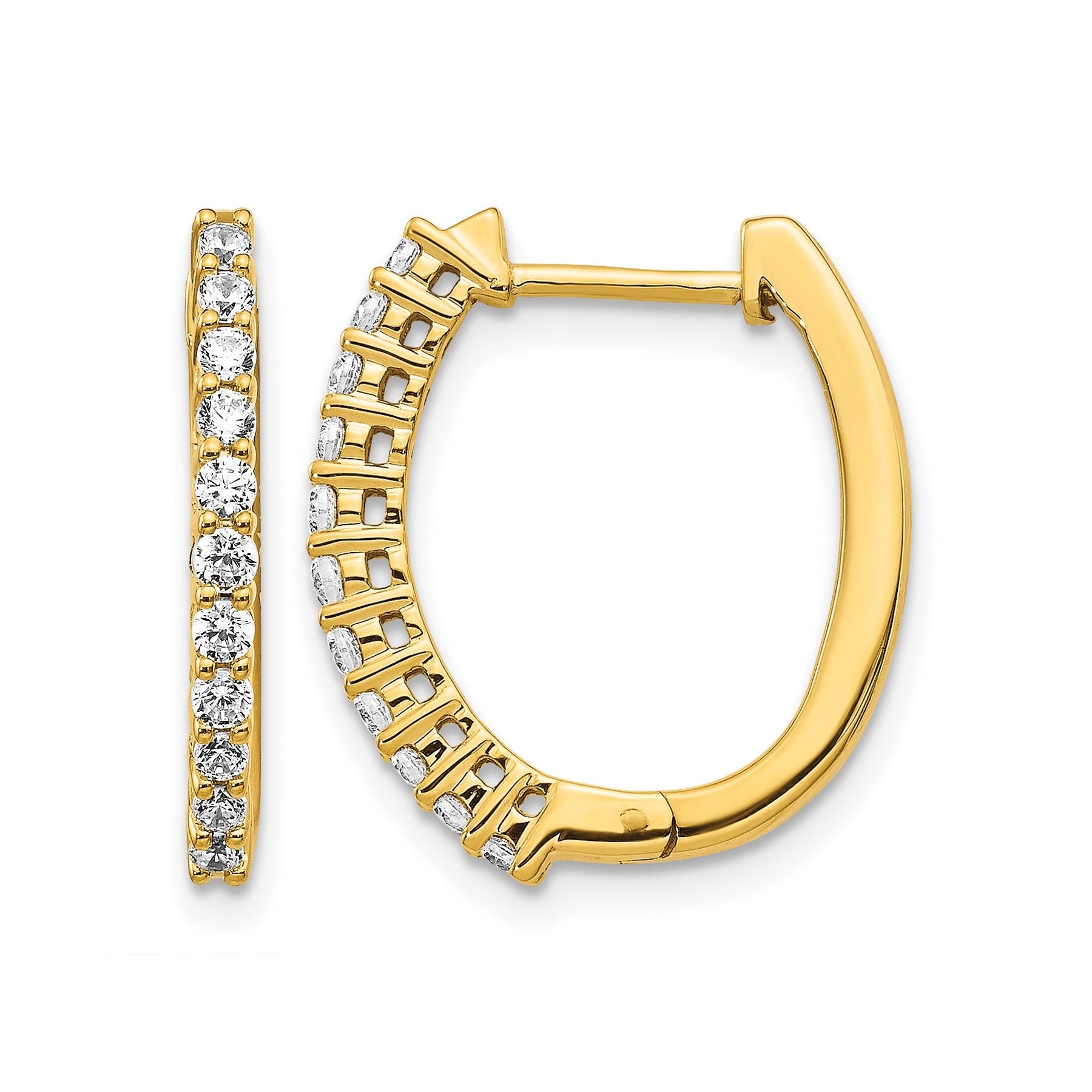 14k Gold Lab Grown Diamond Hinged Hoop Earrings