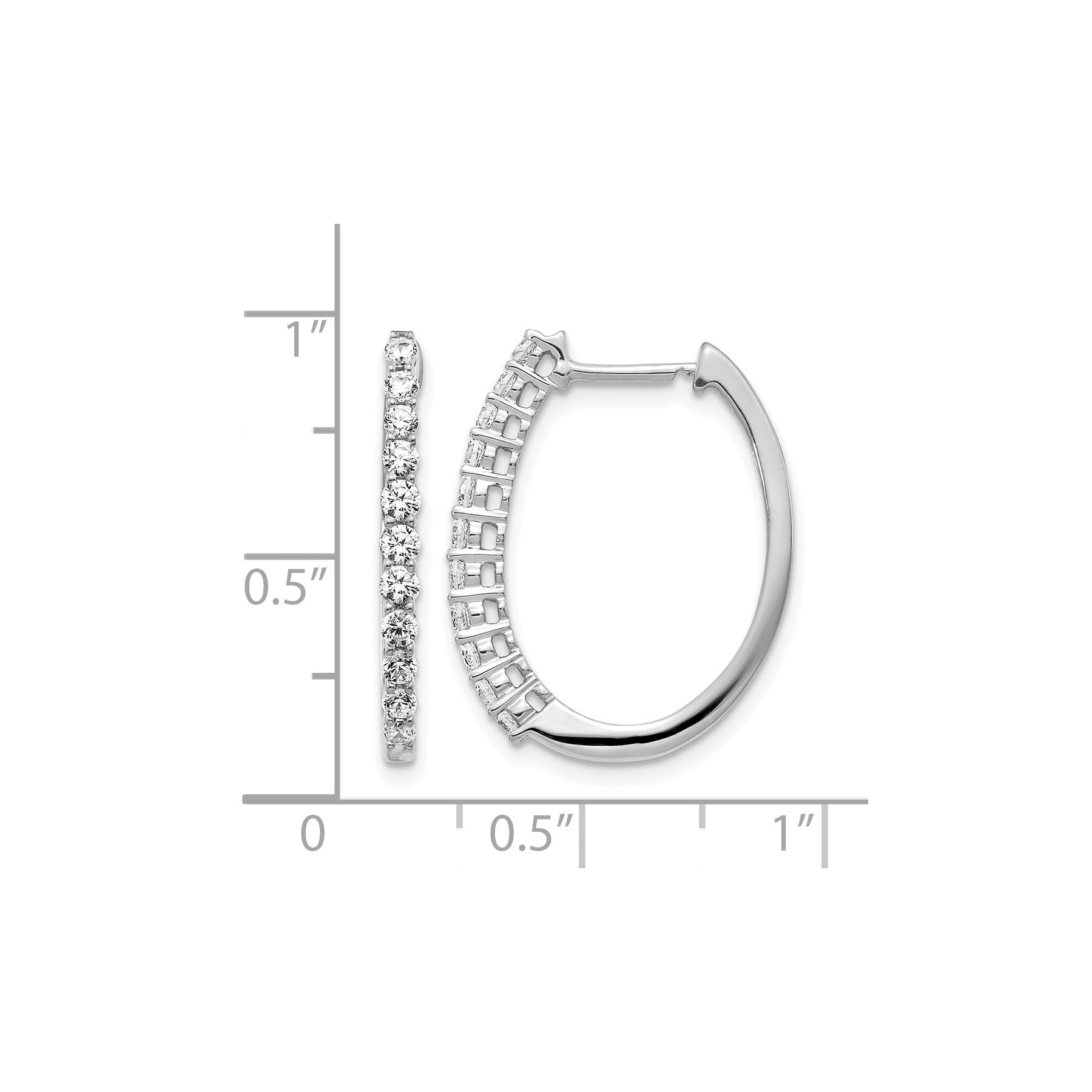 14k Gold Lab Grown Diamond Hinged Medium Hoop Earrings