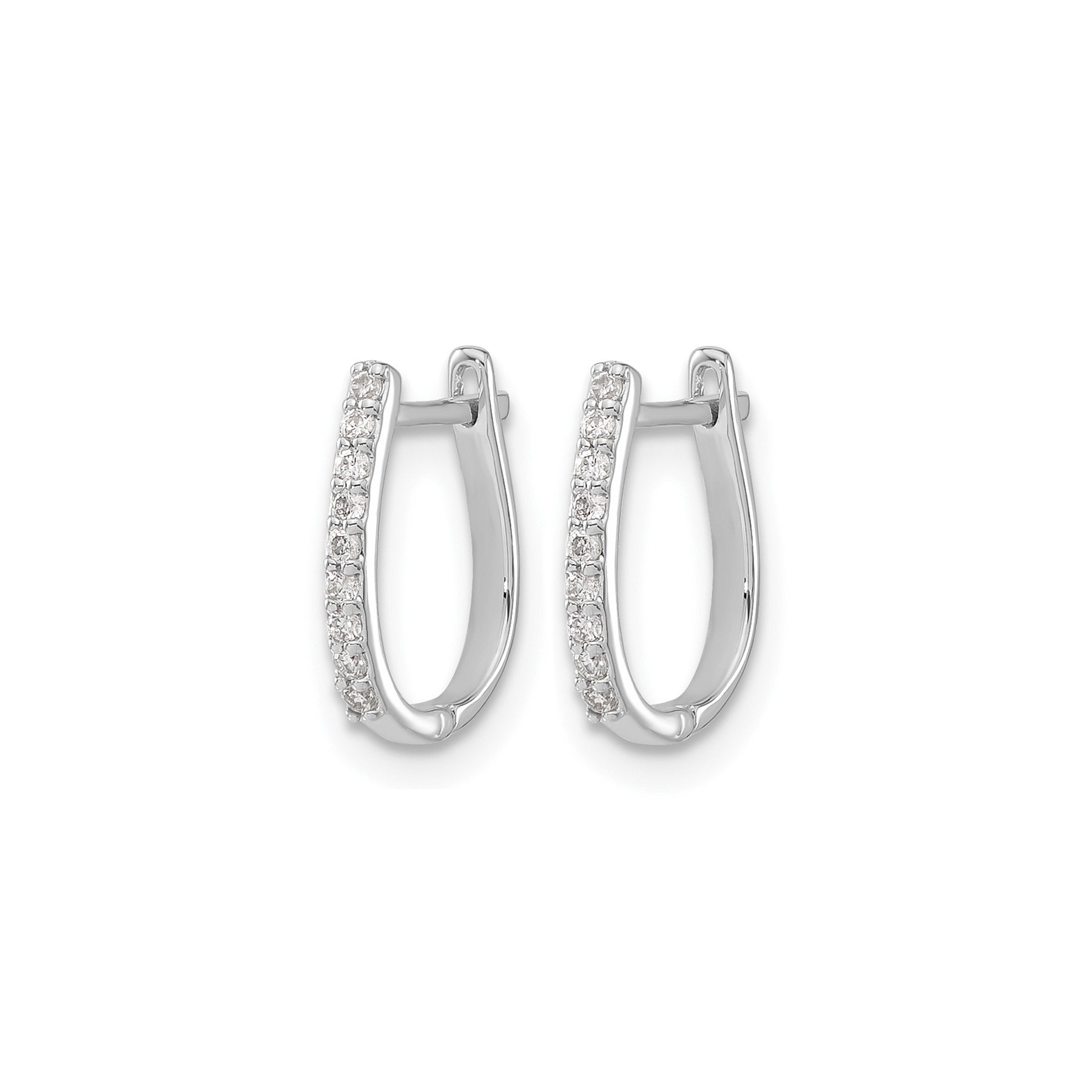 14K White Gold Lab Grown Diamond Hinged Hoop Earrings 0.108 Ct