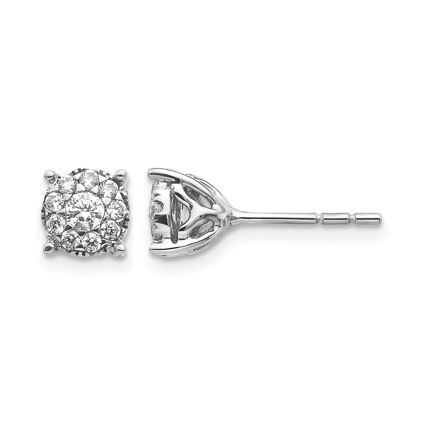 Lab Grown Diamond Halo Stud Earrings 14k White Gold