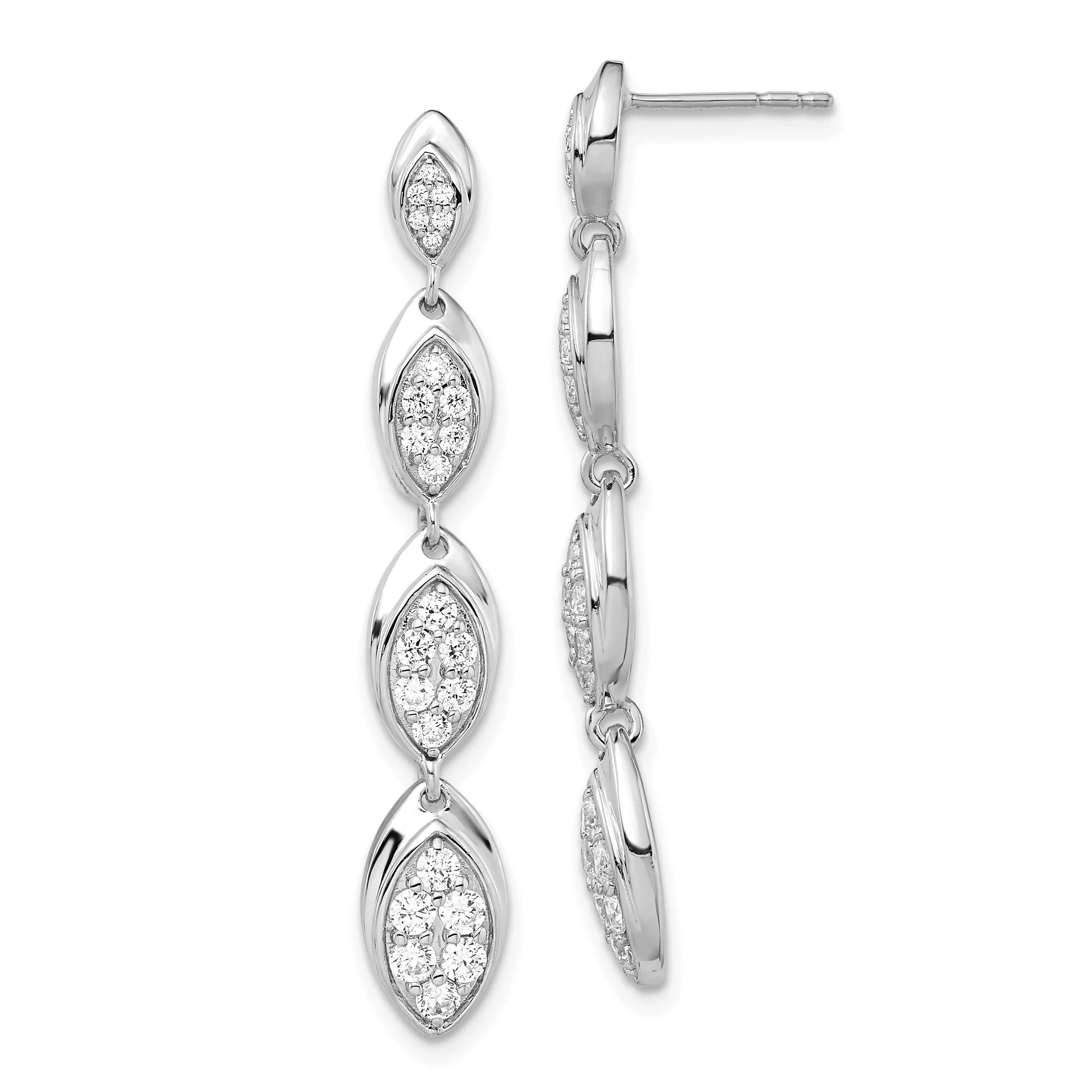 14k White GoldLab Grown Diamond Pave Drop Dangle Earrings - Fine Diamond